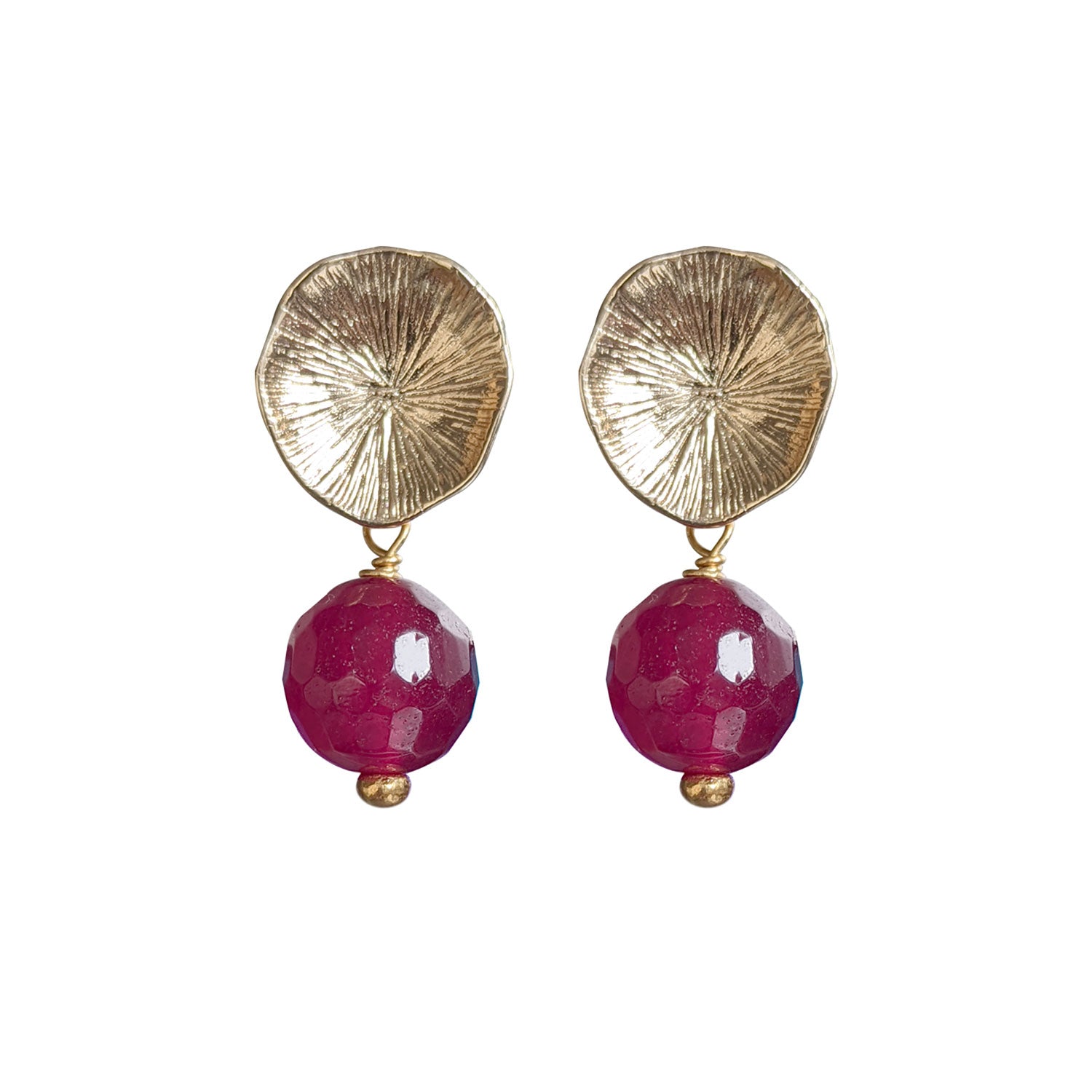 Flower Coral Earrings with Aubergine Rani Quartz