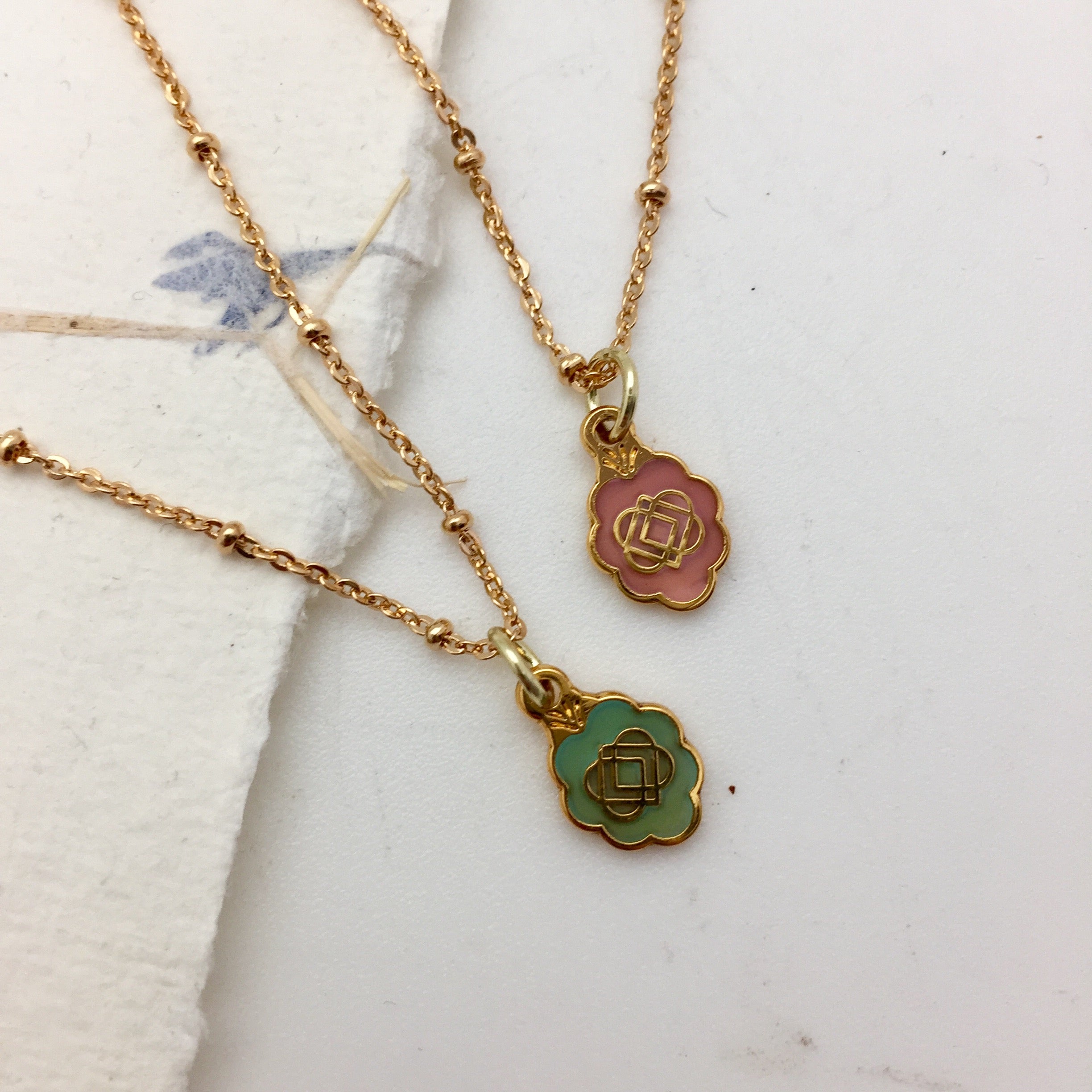 Double Sided Infinity Spirit Enamel Medal Celadon Green - Mirabelle Jewellery