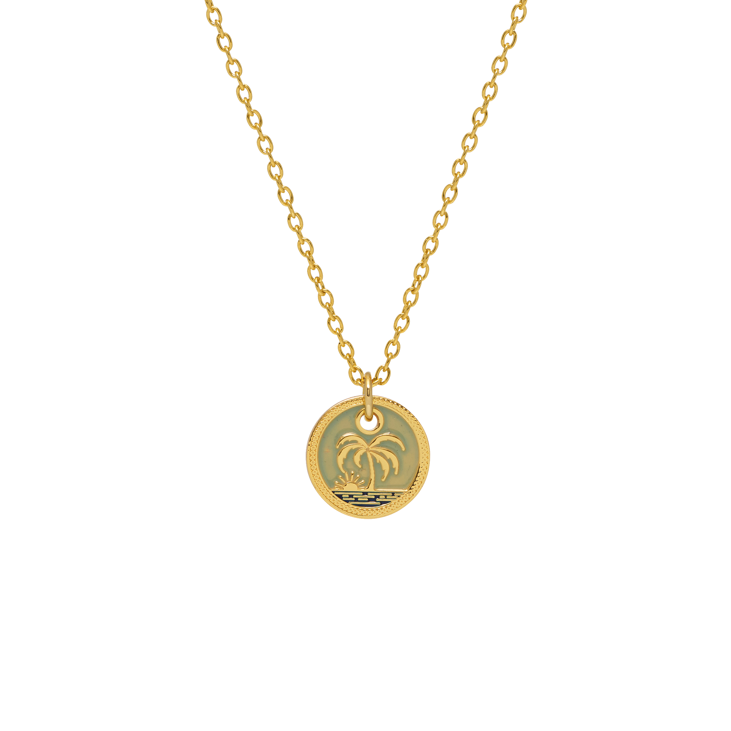 Double Sided Pyramid Palm Medal on Simple Chain