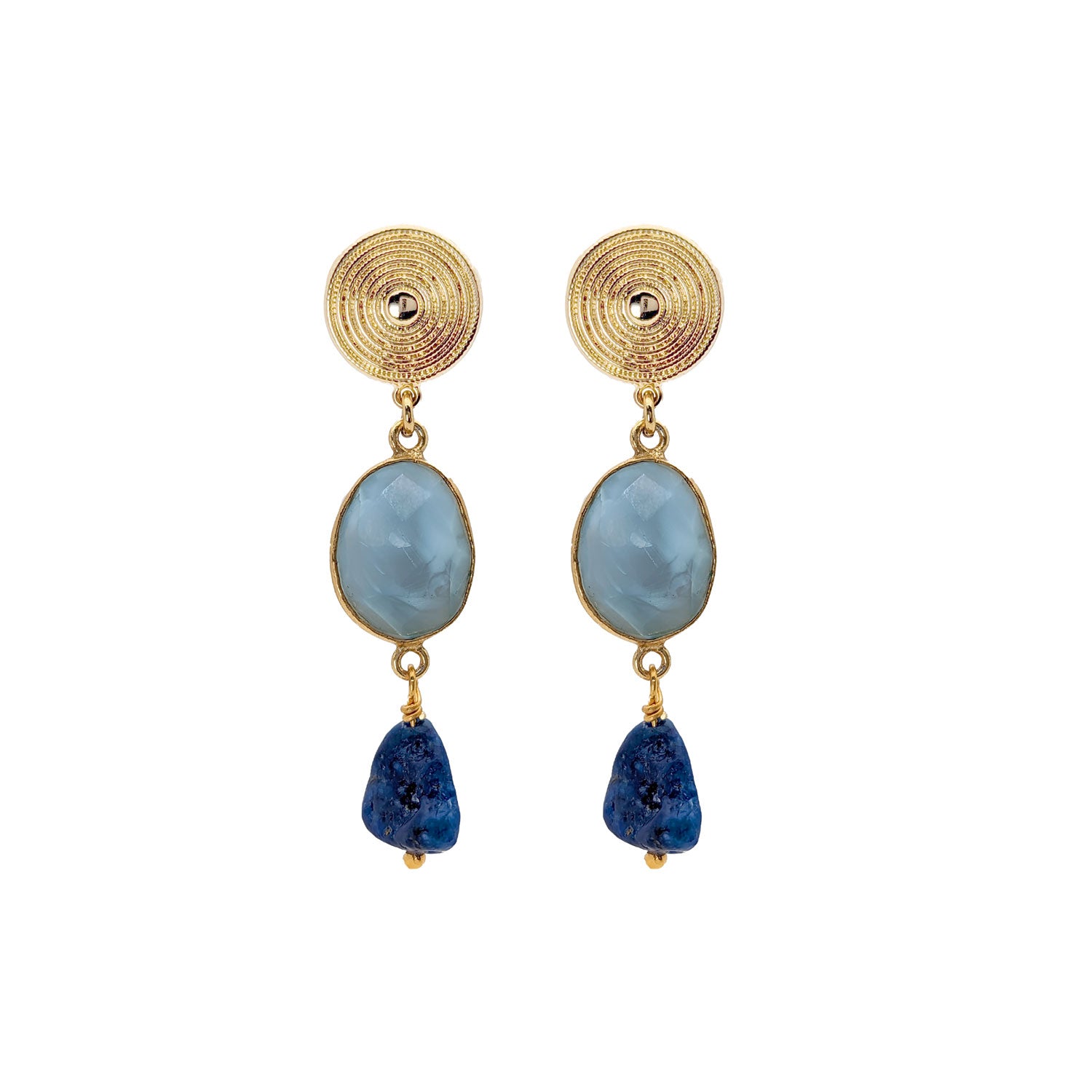 Etrusca Studs Blue Opal and Kyanite