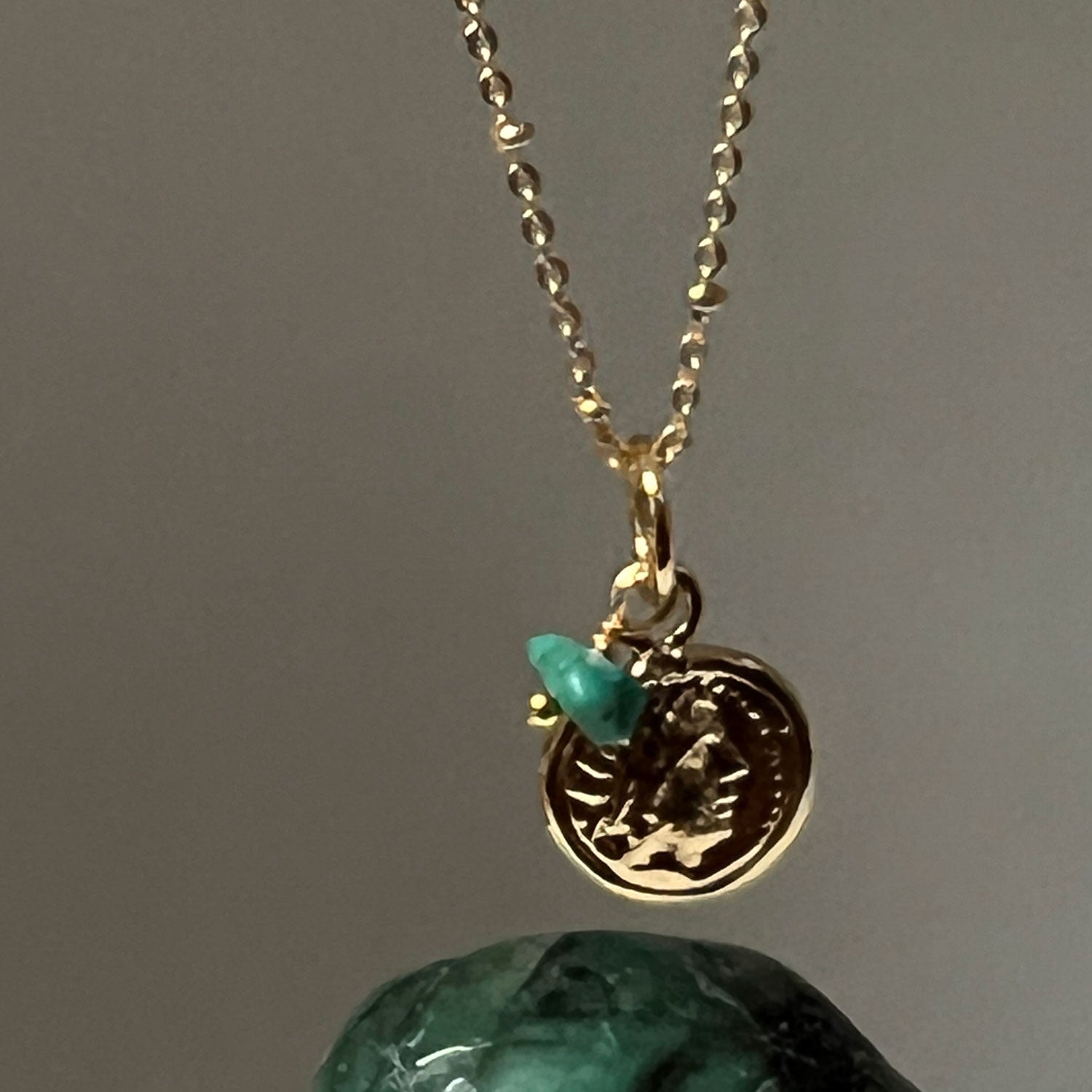 Fairtrade Double Sided Dionysus medal with Turquoise