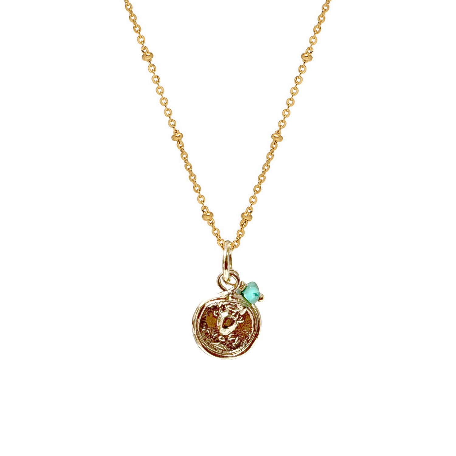 Fairtrade Double Sided Dionysus medal with Turquoise