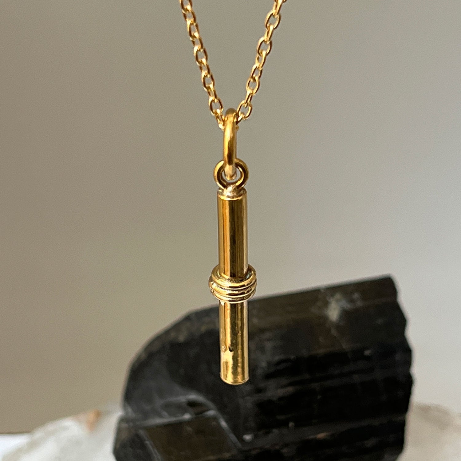 Fancy Bar Pendant on Long Simple Chain