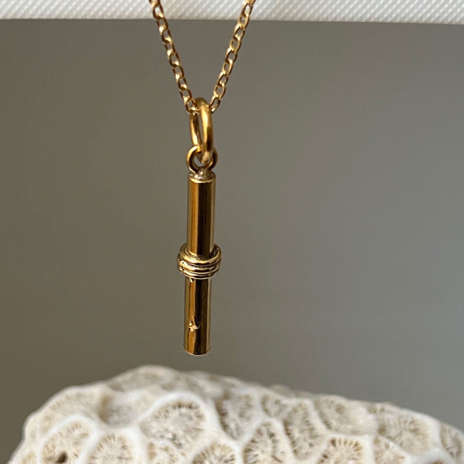 Fancy Bar Pendant on Long Simple Chain