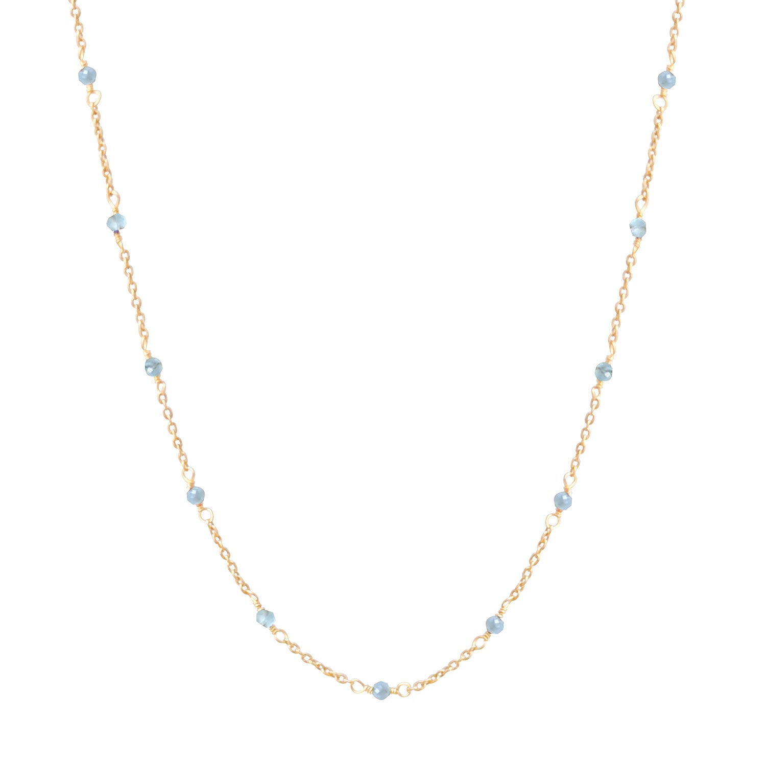 Fancy Rosary - Aqua Chalcedony - Short