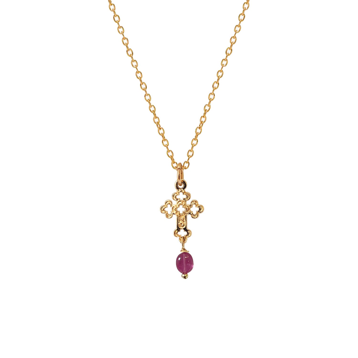 Filigree Cross XS Charm with Ruby