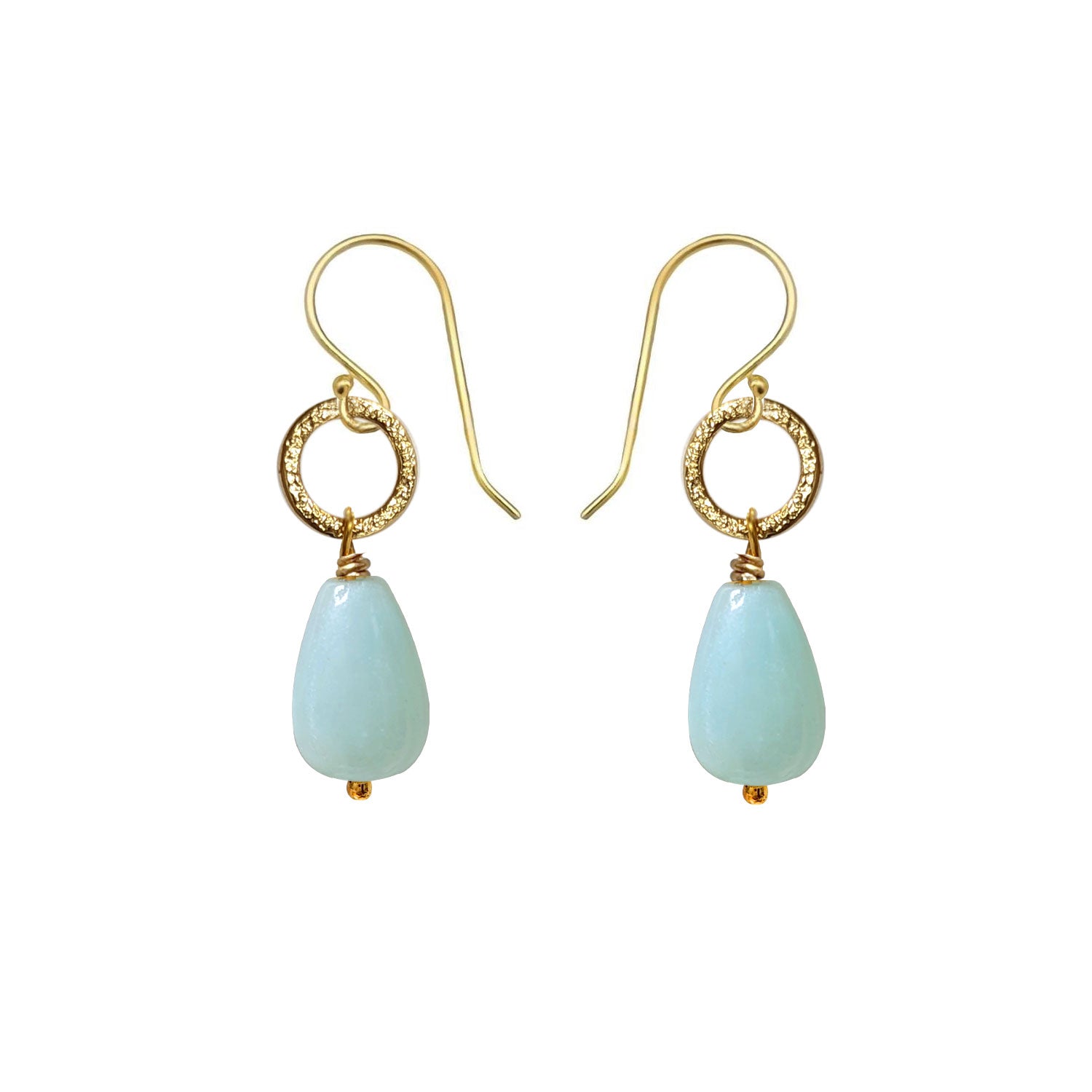 22ct gold plated earrings with calming amazonite stones.