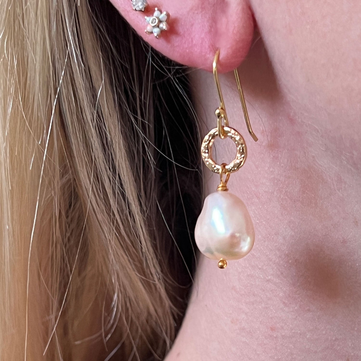 Gita Earrings Large Baroque Pink Pearl