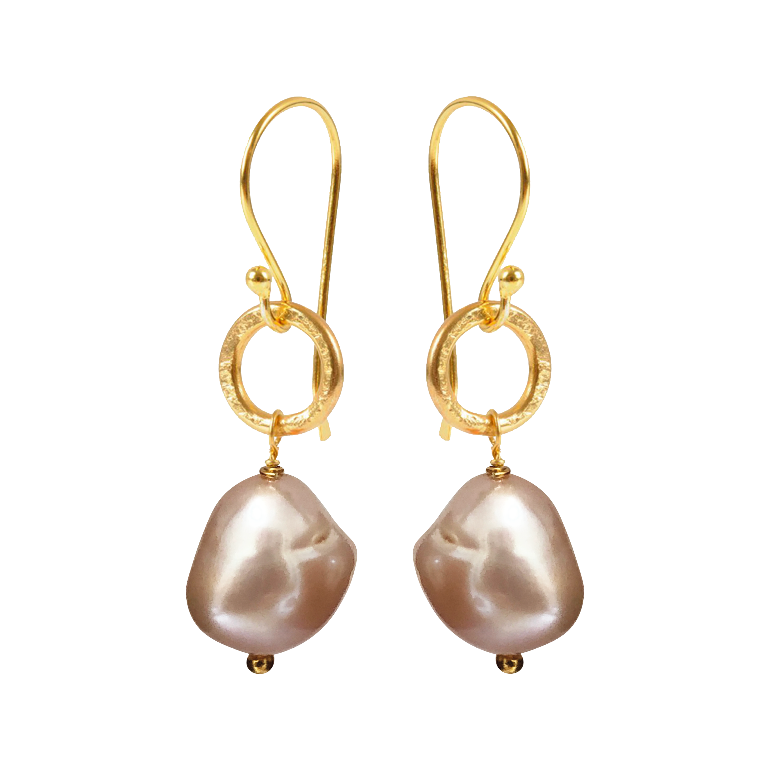 Gita Earrings Large Baroque Pink Pearl