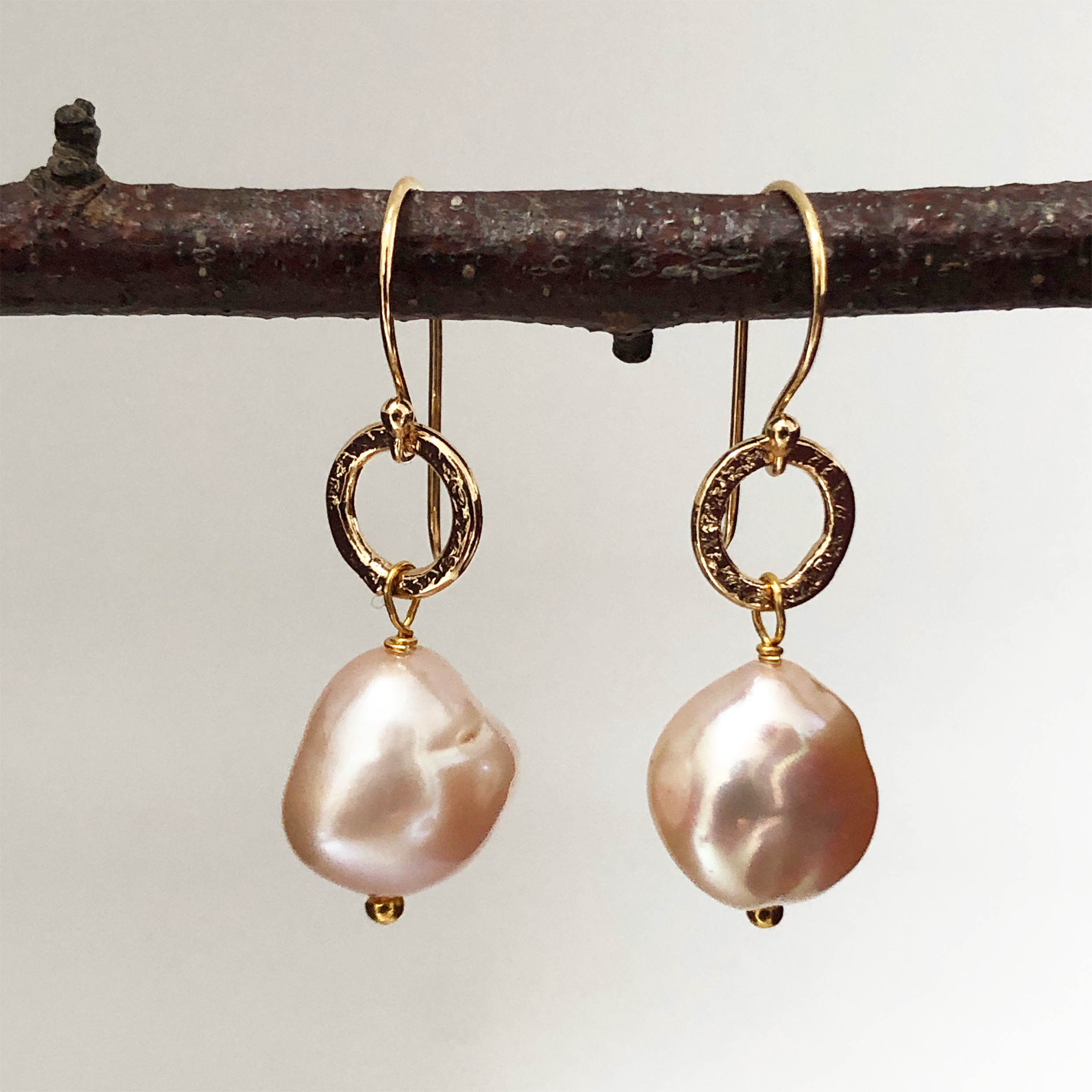 Gita Earrings Large Baroque Pink Pearl