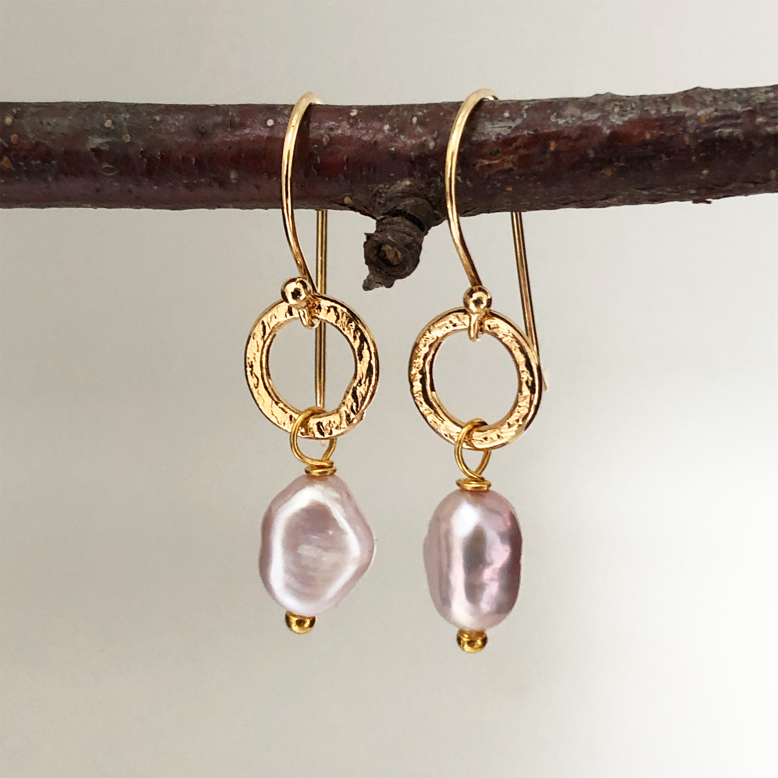 Gita Earrings Small Baroque Pink Pearl