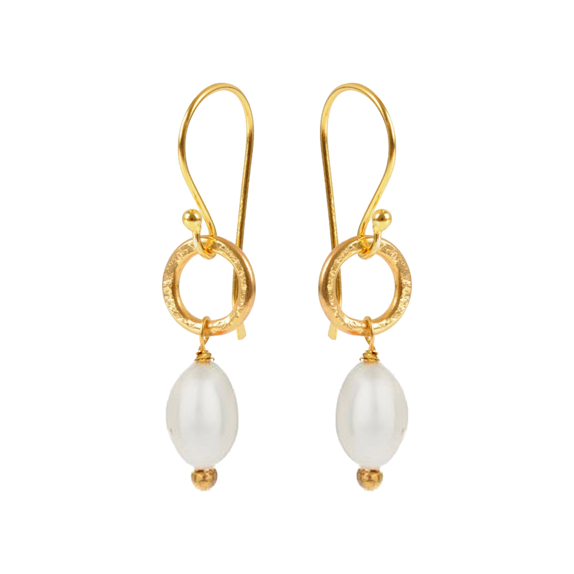 Gita Earrings Oval Pearl - Mirabelle Jewellery