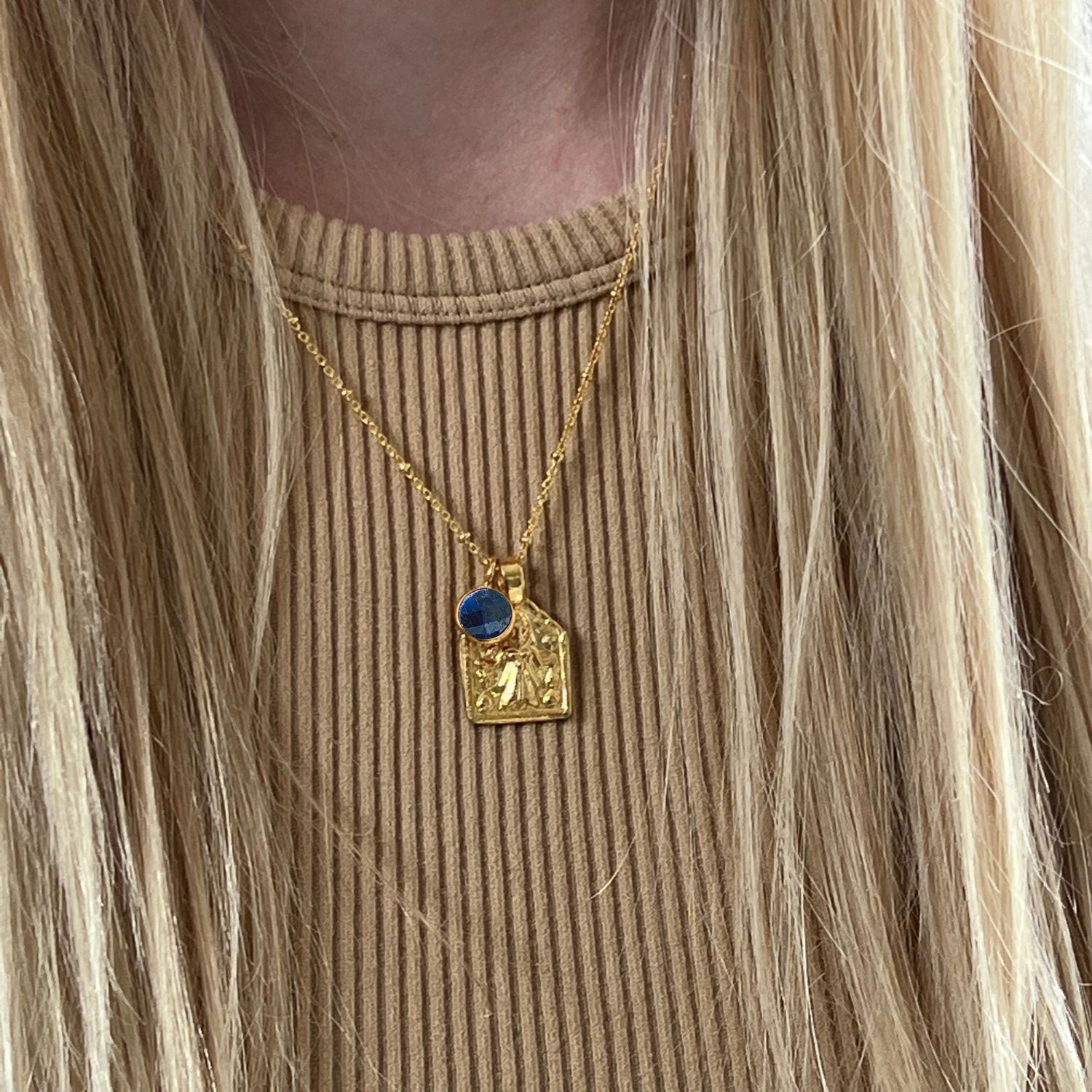 Goddess Lakshmi medal with Astro Sapphire