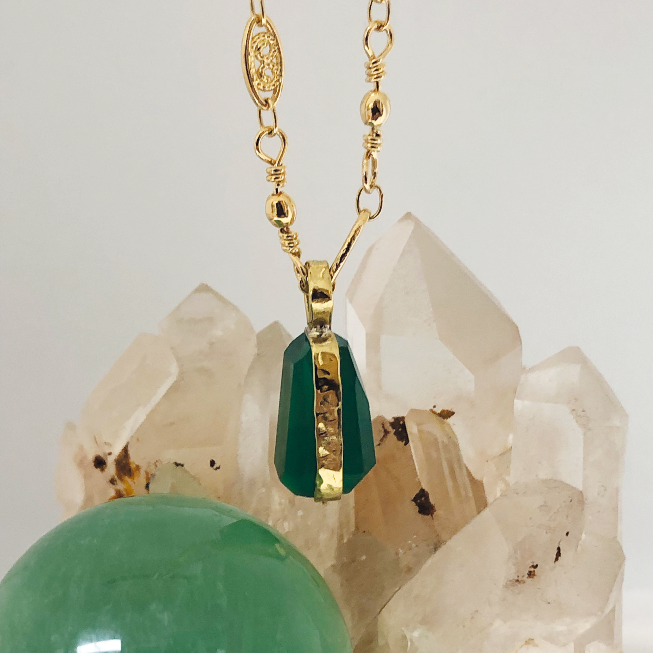 Green Onyx Unique Cut Baguette Pendant