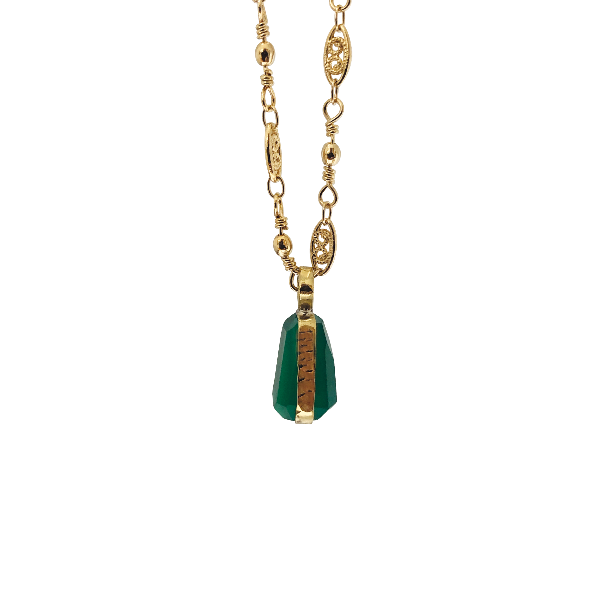 Green Onyx Unique Cut Baguette Pendant