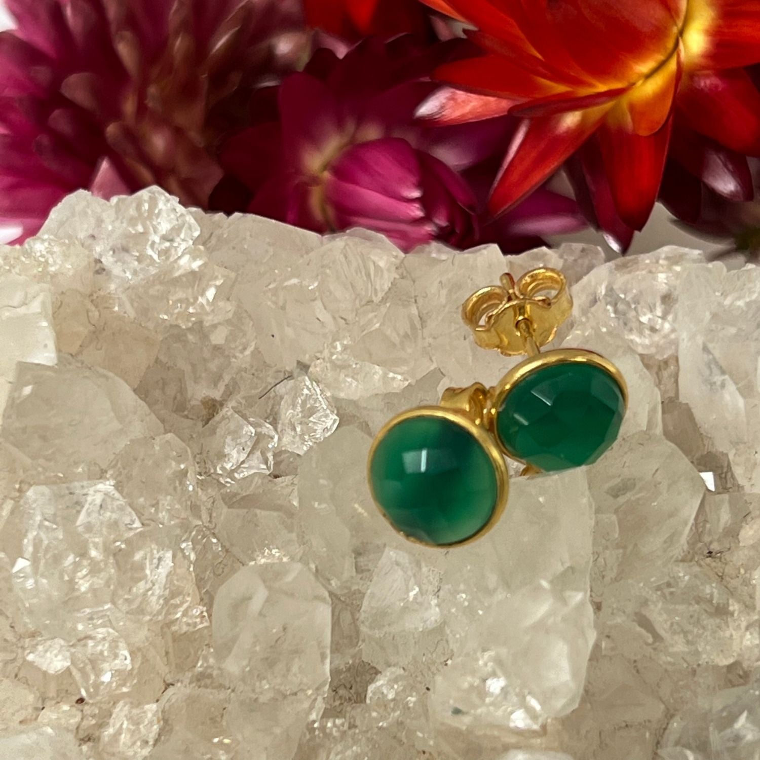 Clara Green Onyx Studs