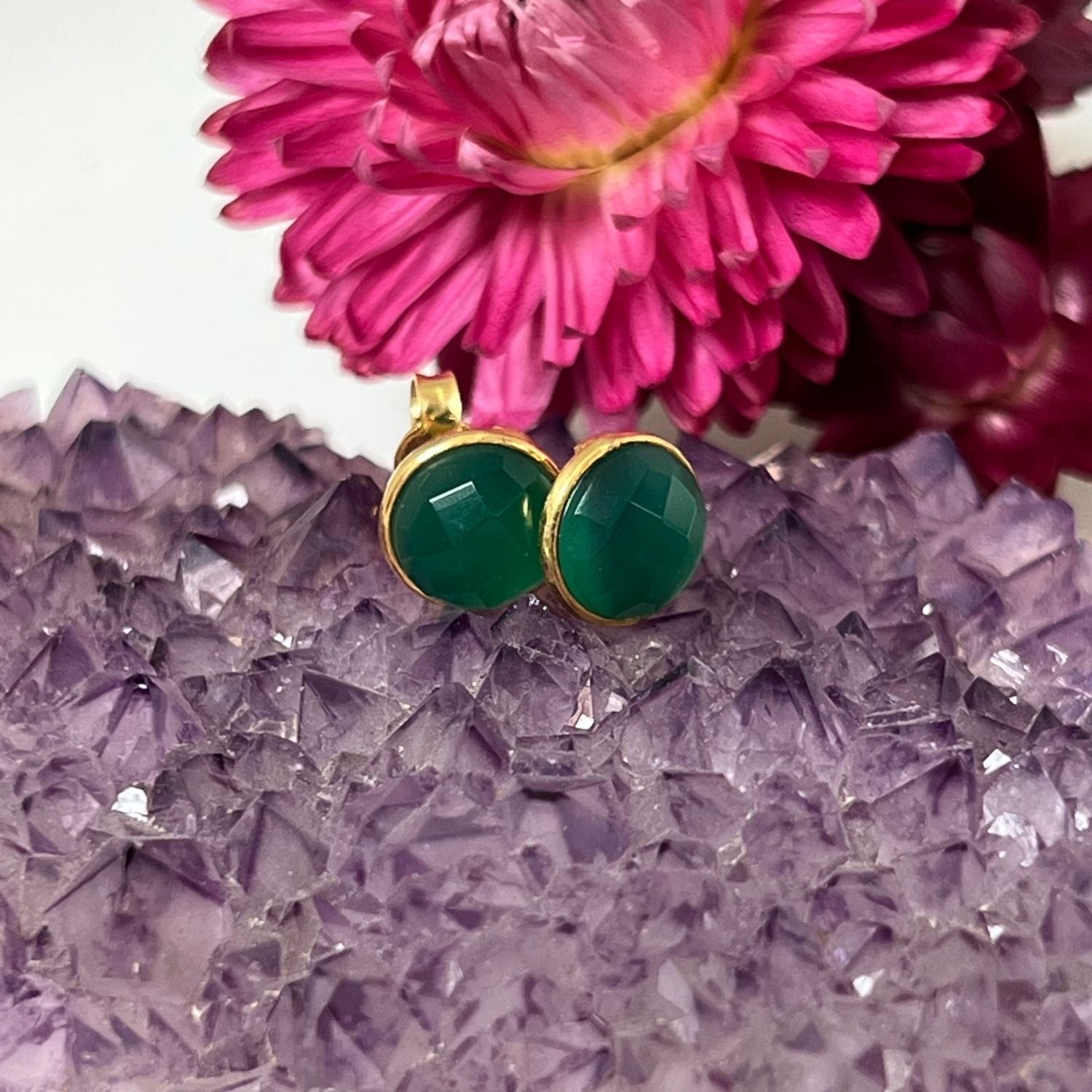 Clara Green Onyx Studs