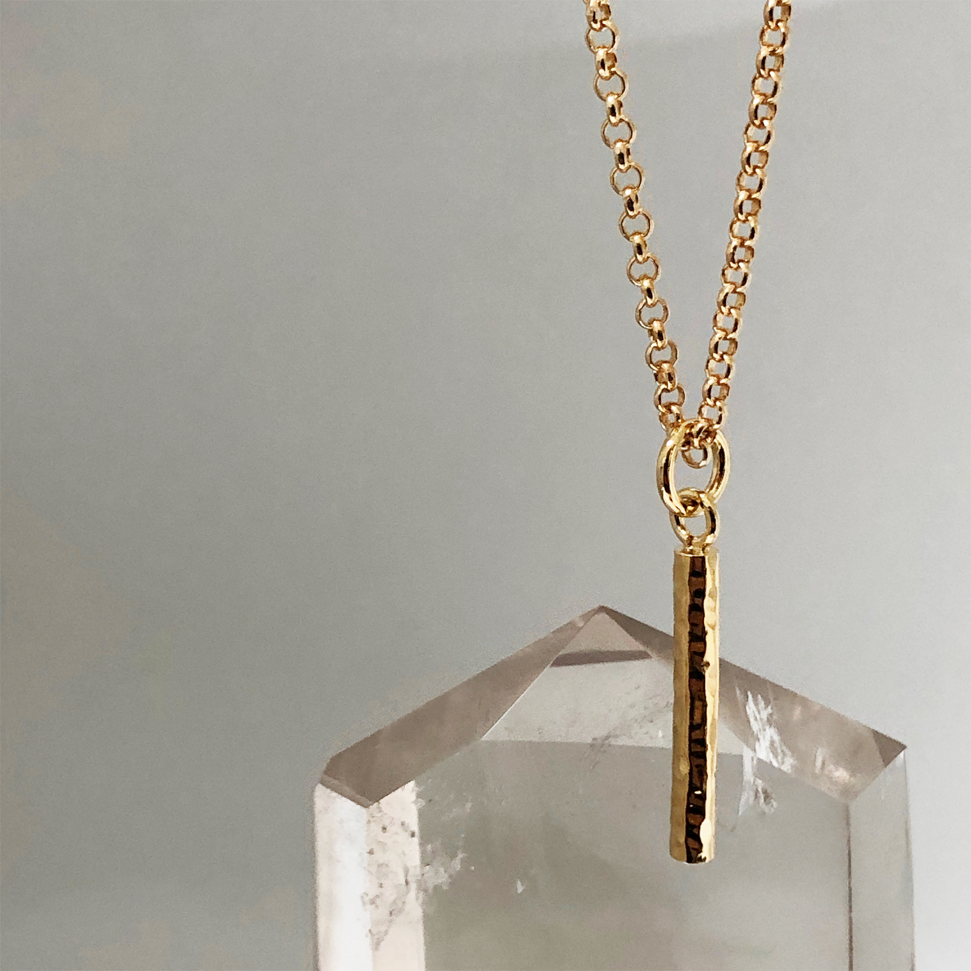 Long Hammered Bar Pendant on Baby Belcher