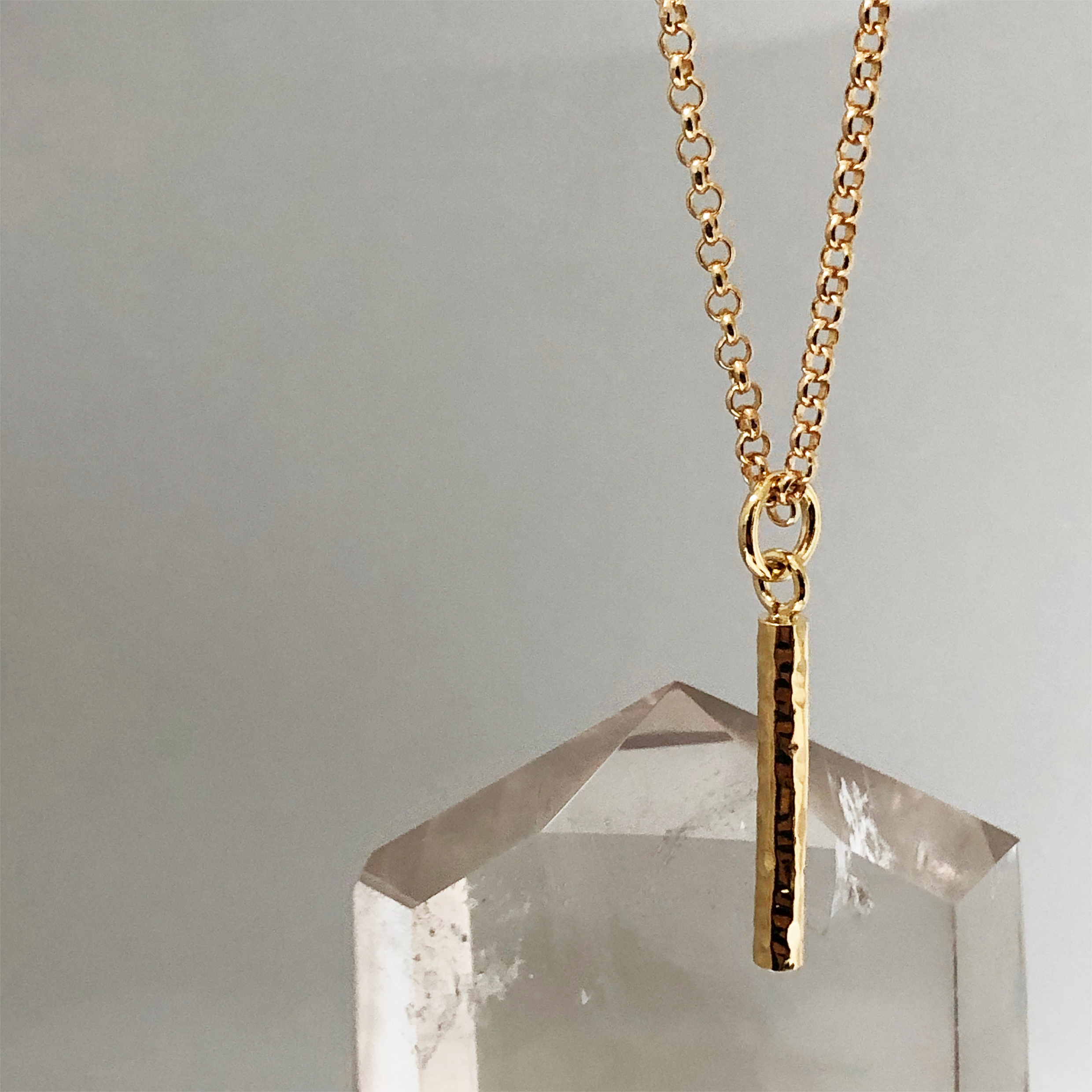 Long Hammered Bar Pendant on Baby Belcher