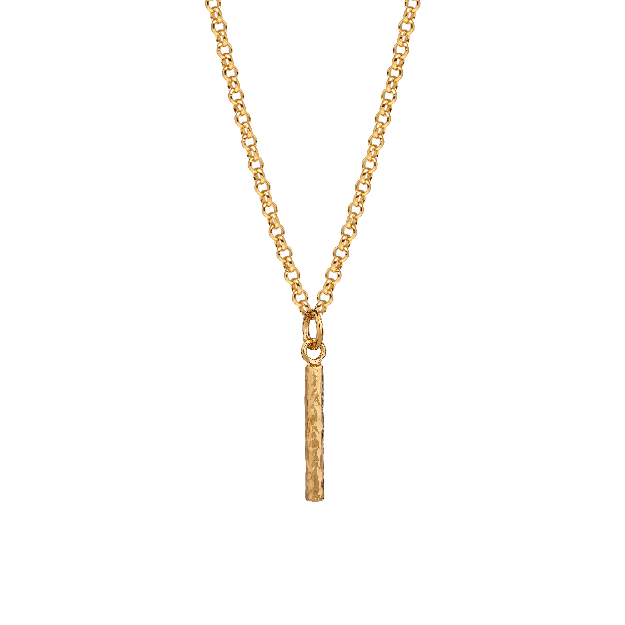 Long Hammered Bar Pendant on Baby Belcher