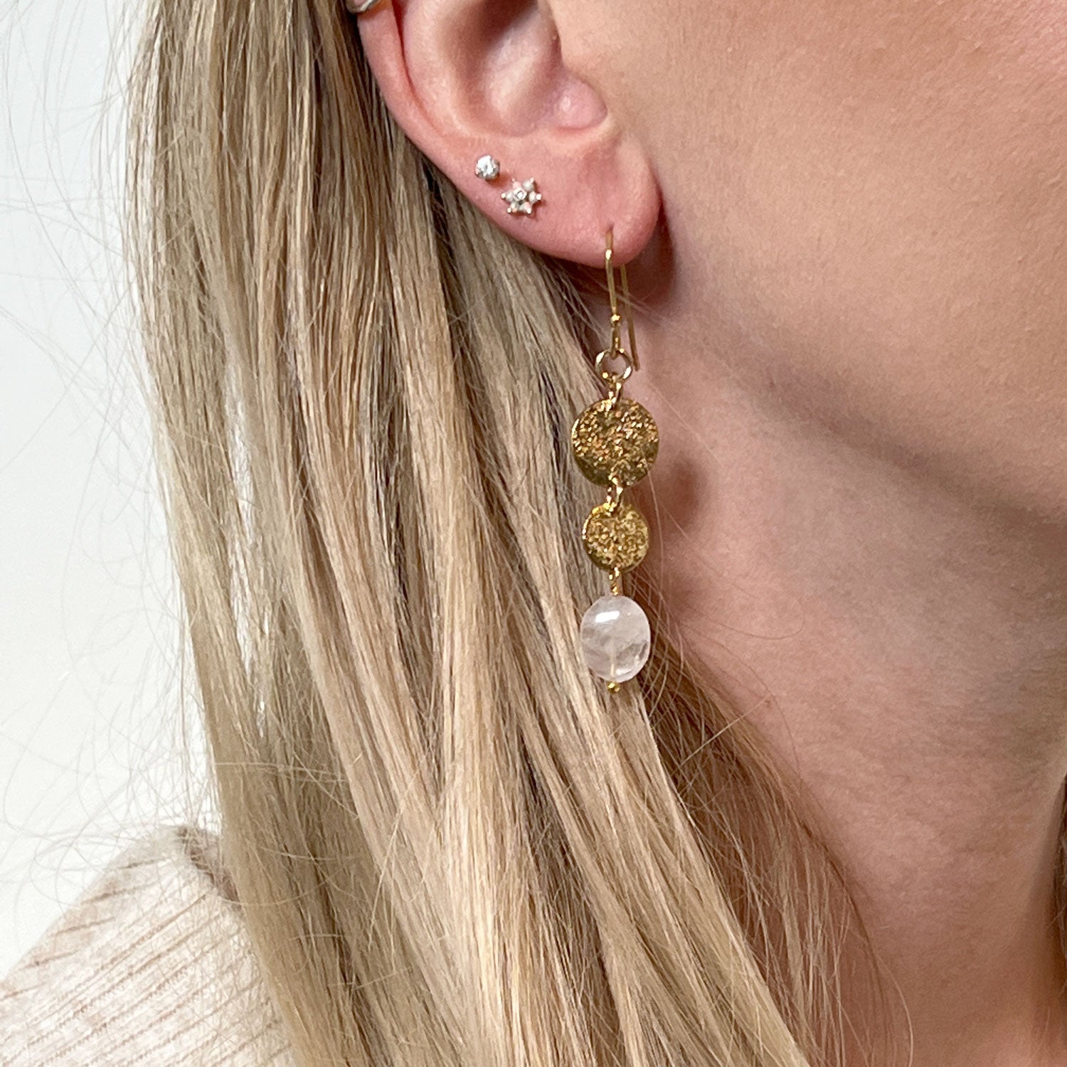 Harmonia Earrings — Labradorite or Moonstone