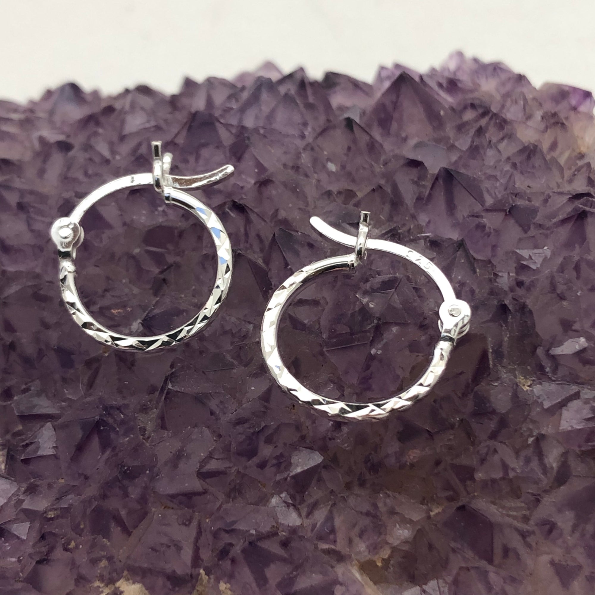 Mini Diamante Creole Sterling Silver