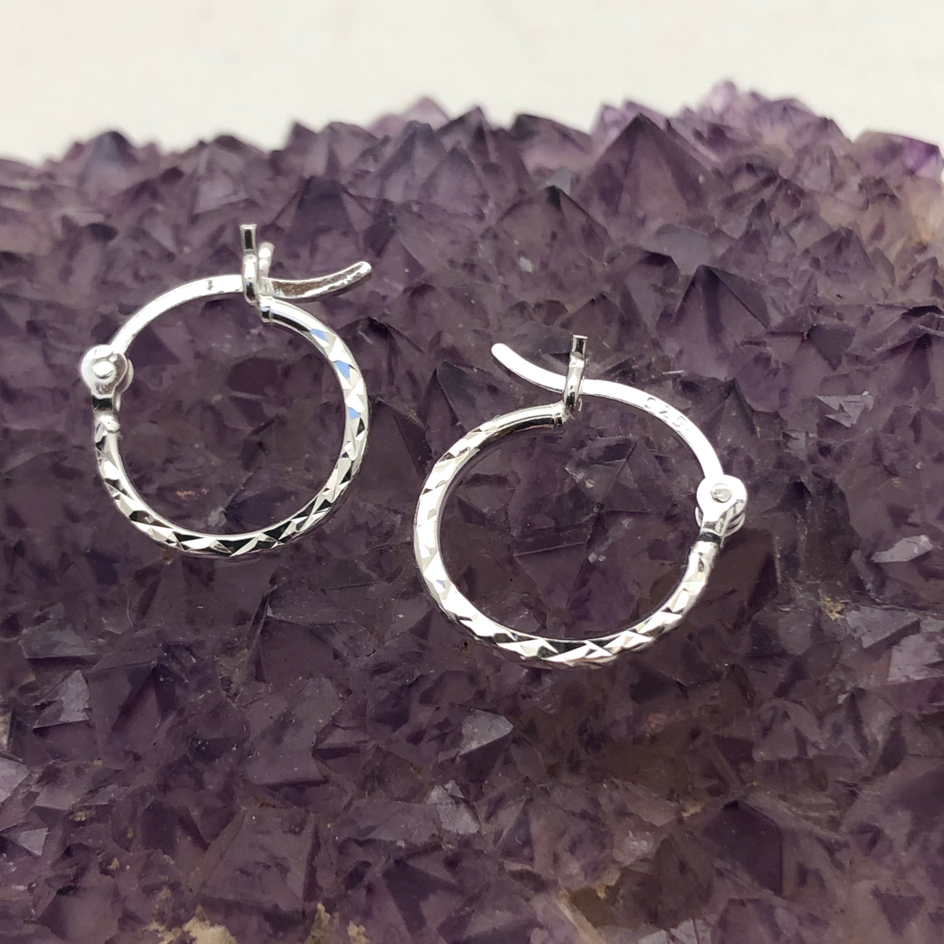 Mini Diamante Creole Sterling Silver