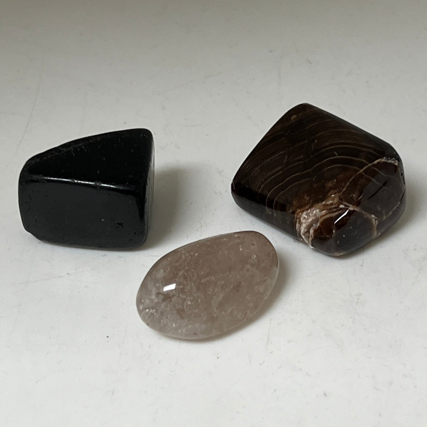 The Grounding Set with Black tourmaline, Petrified wood and Smokey Quartz