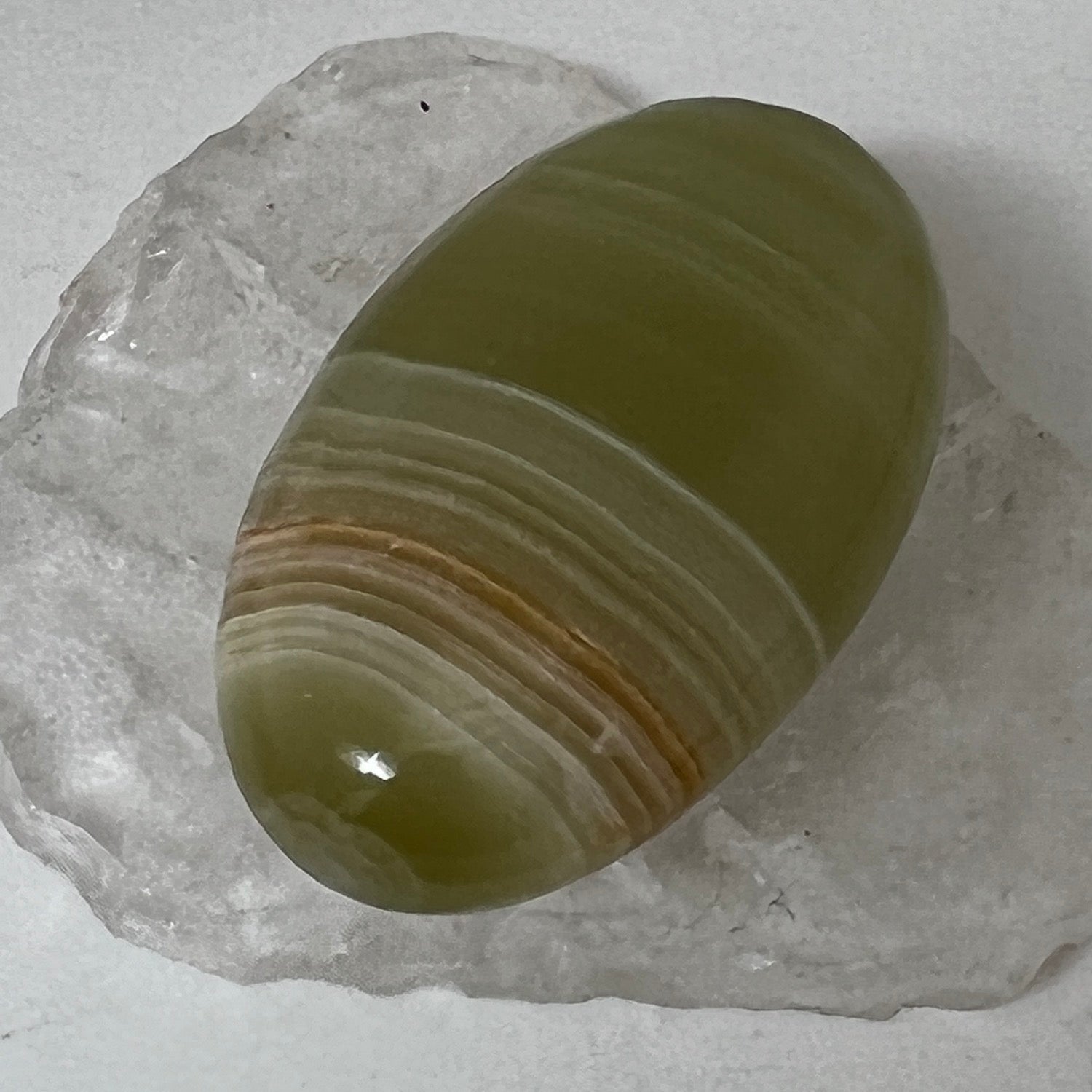Unique large  Banded Calcite Green Palm stone