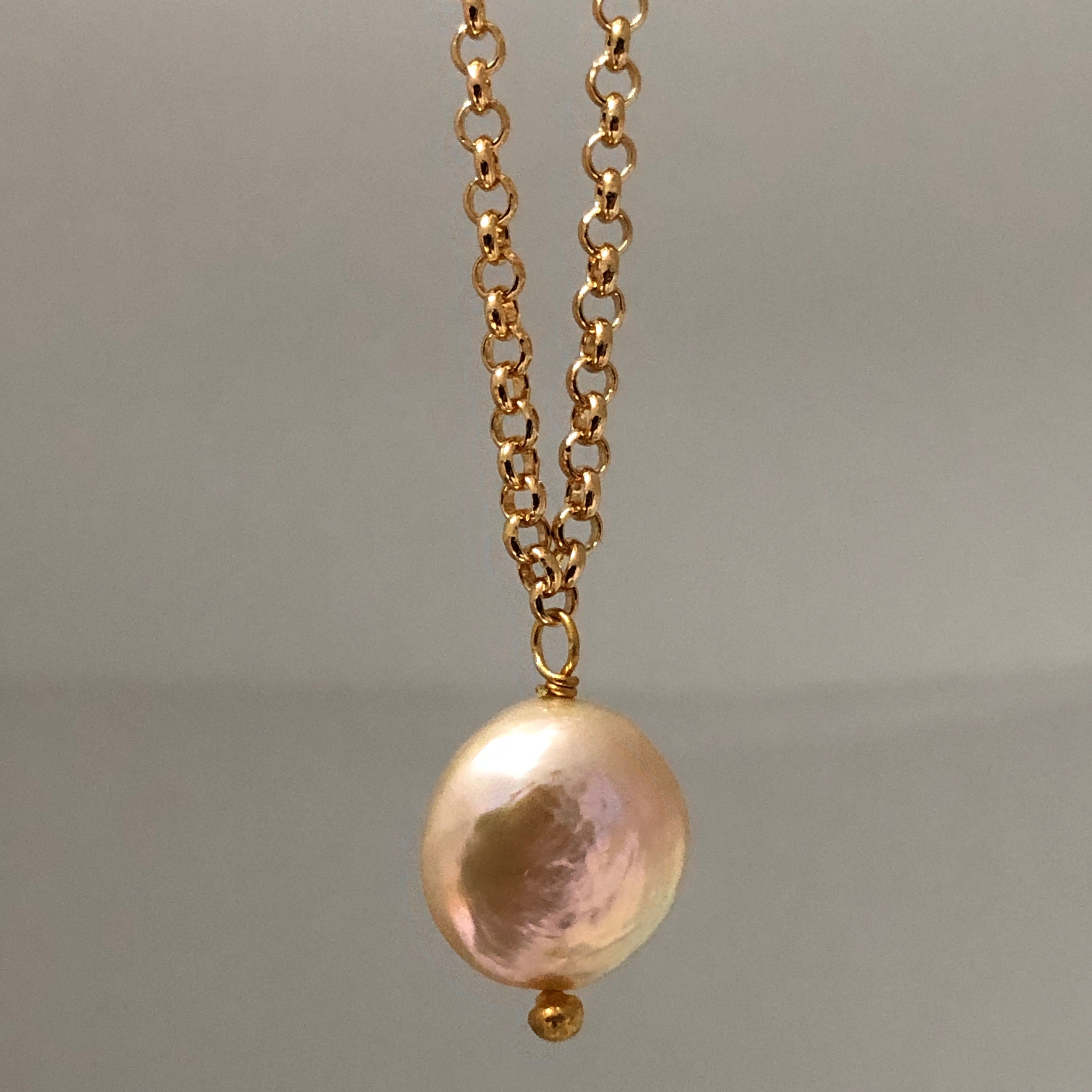 Iridescent Coin Pearl Pendant