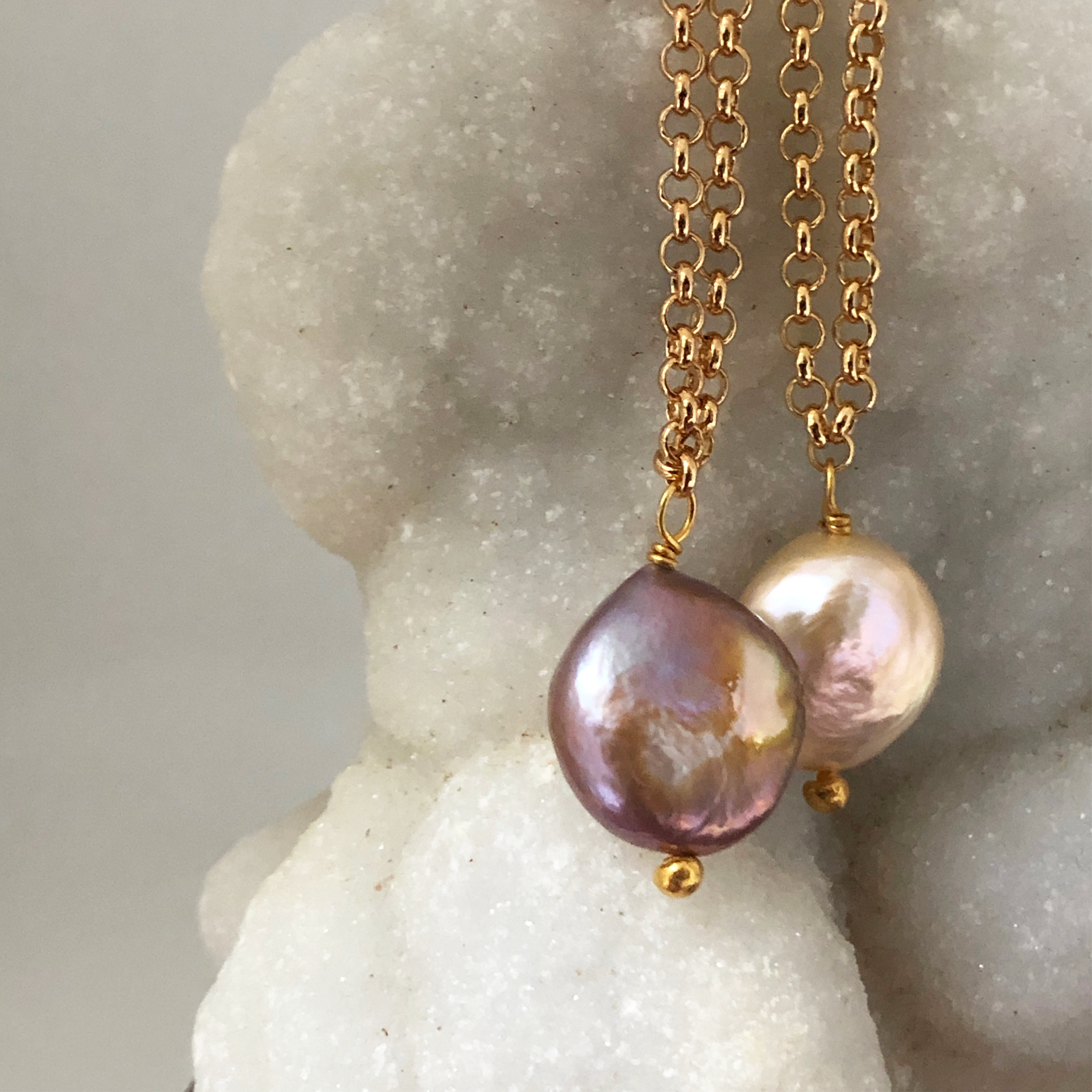 Iridescent Coin Pearl Pendant