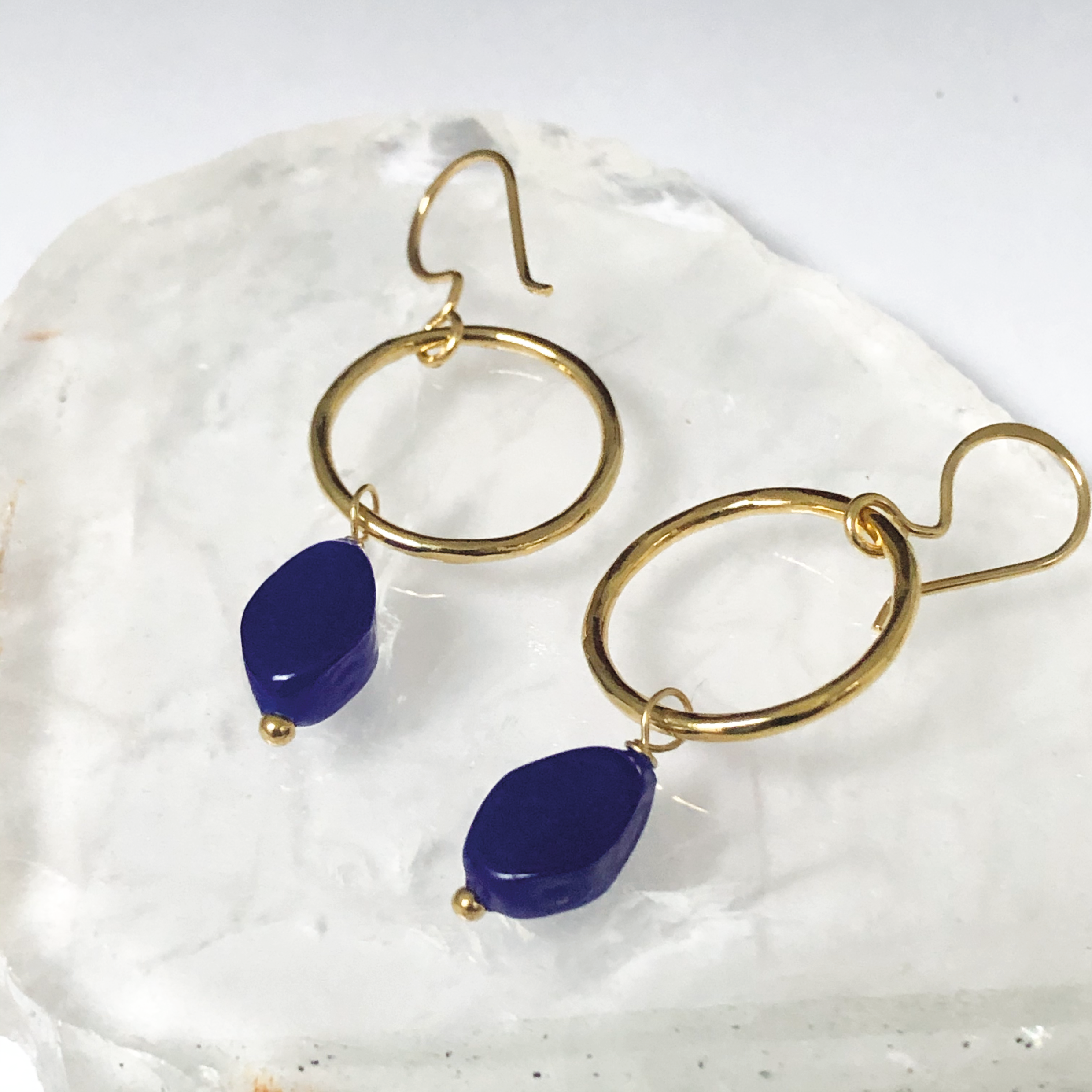 Jacqui Earrings Recycled Glass Marine Blue