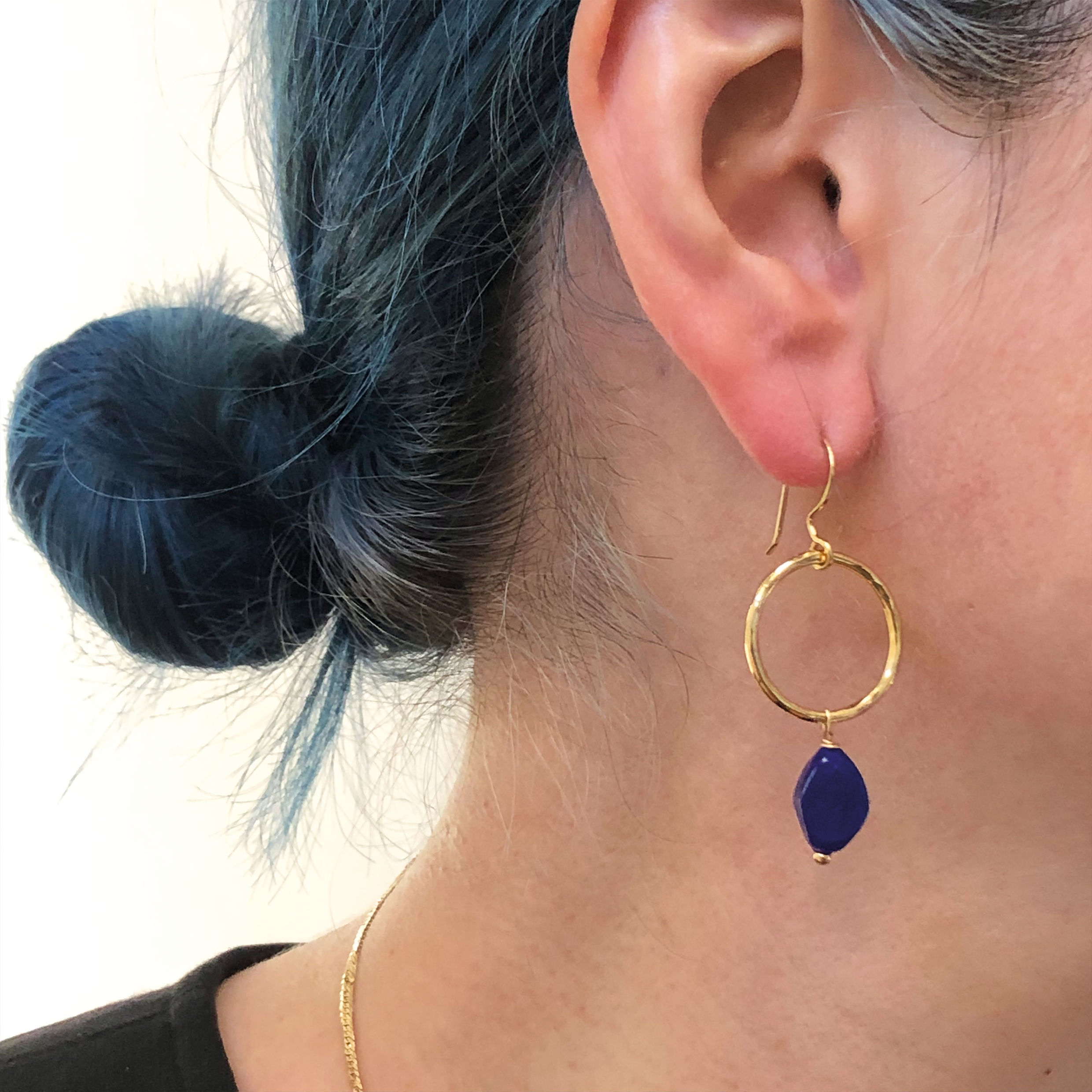 Jacqui Earrings Recycled Glass Marine Blue