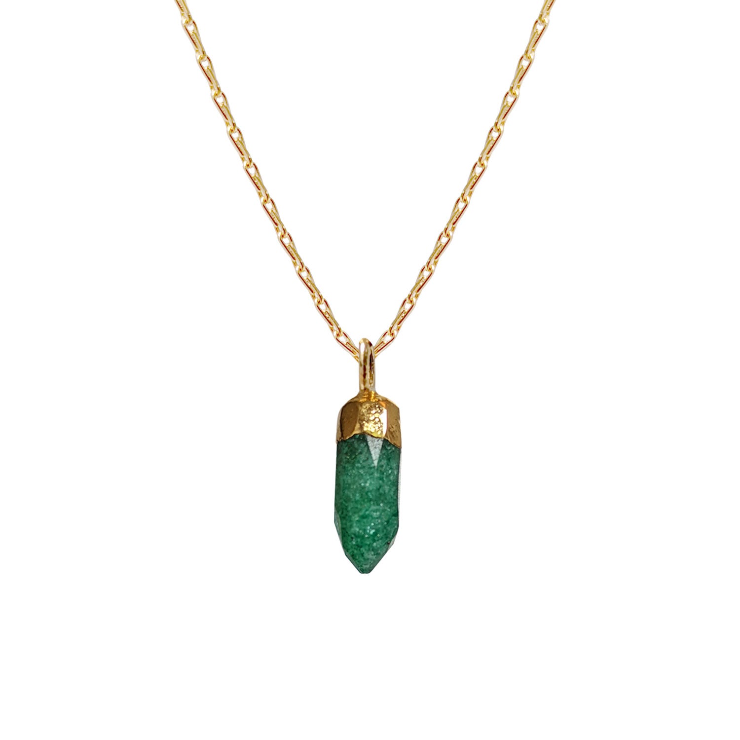 Jade mini point pendant on mini torsade chain