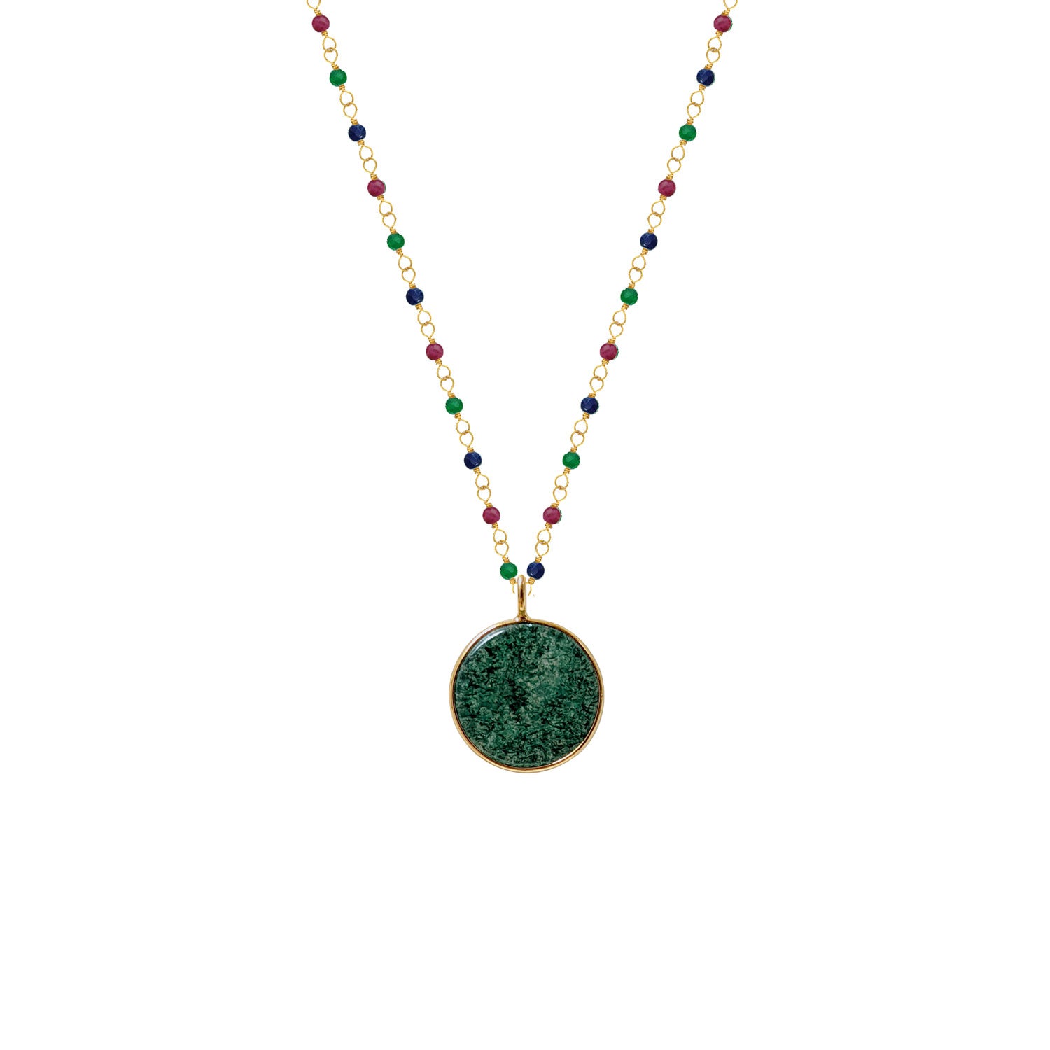 Jade Coin Pendant on Multi Rosary chain