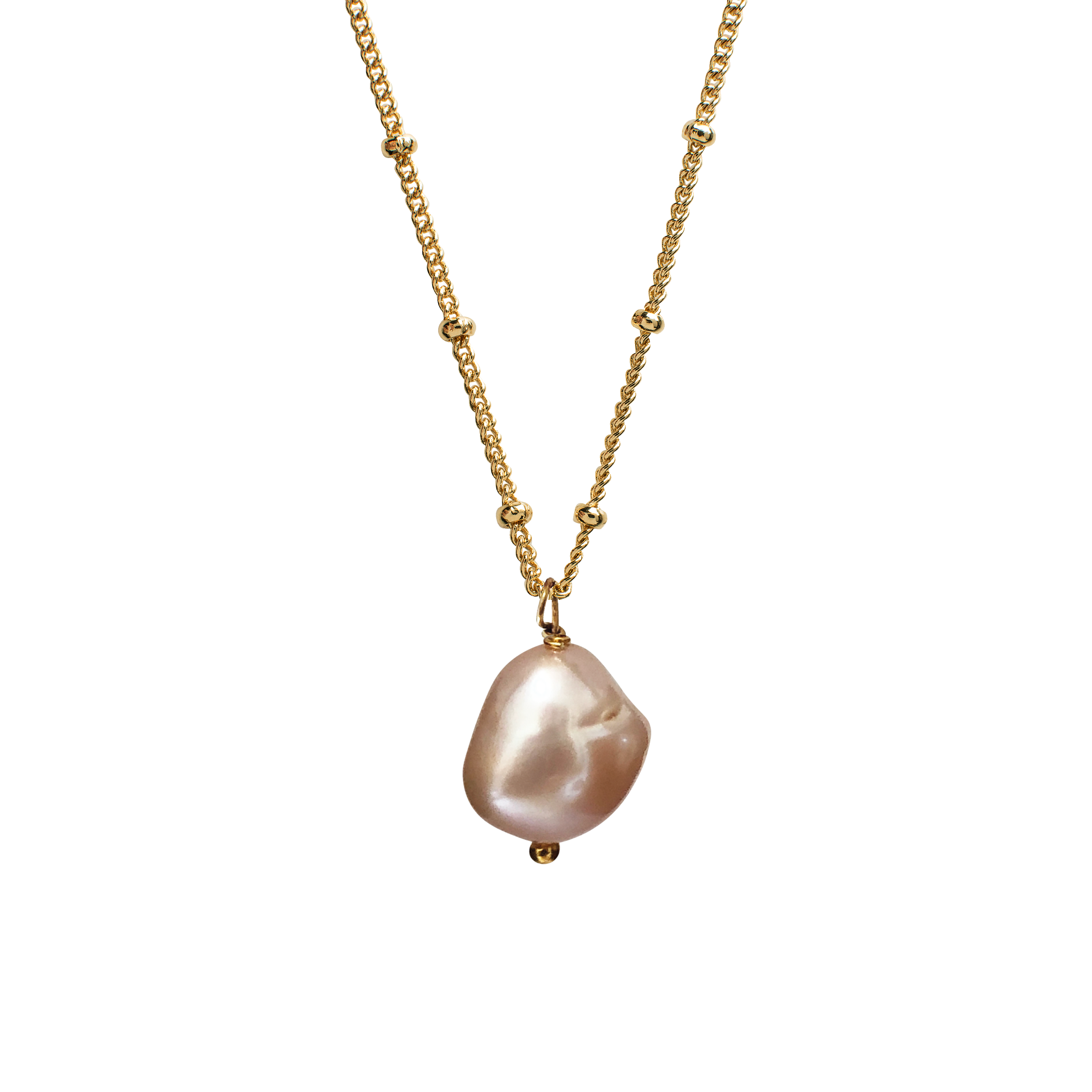 Large Baroque Pink Pearl on Biba Chain