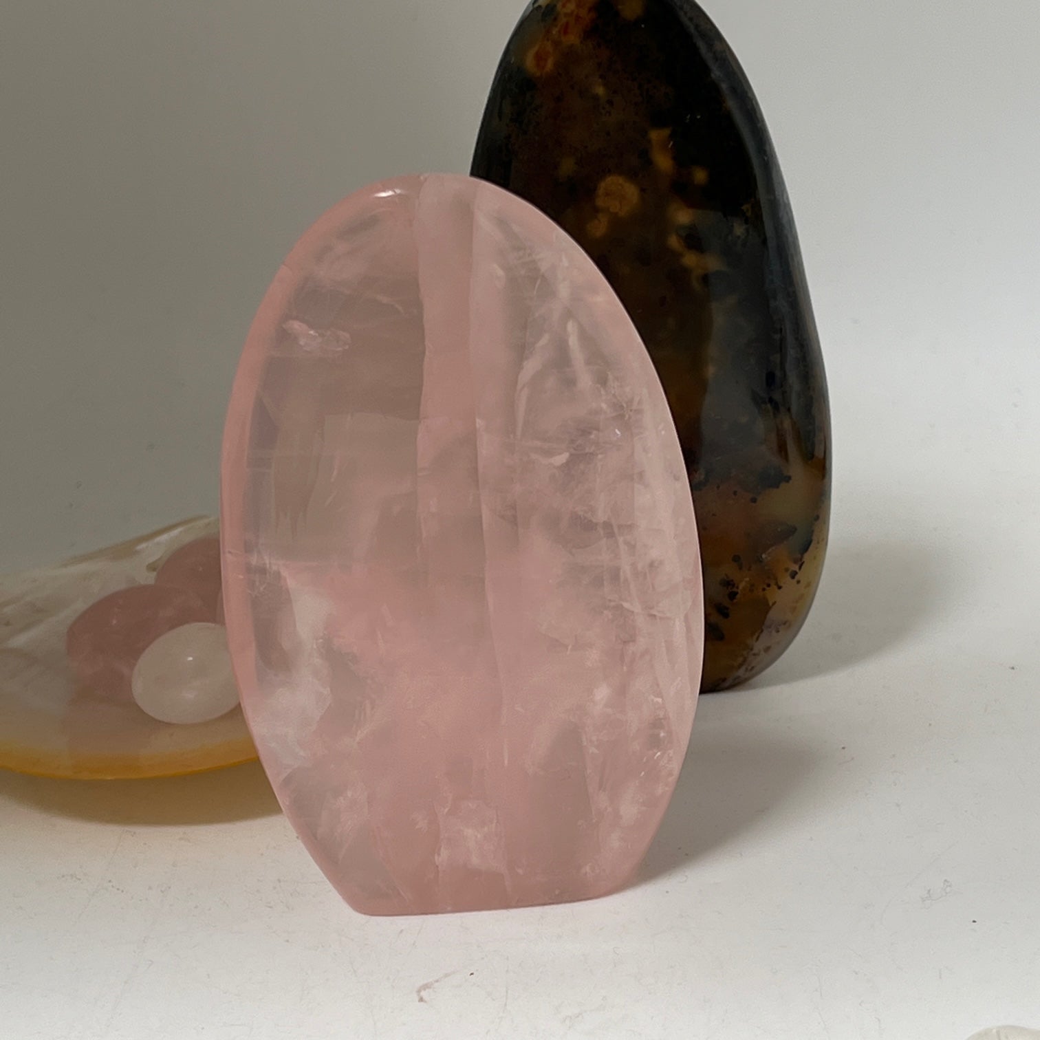 Unique Large slice rose quartz from Madagascar