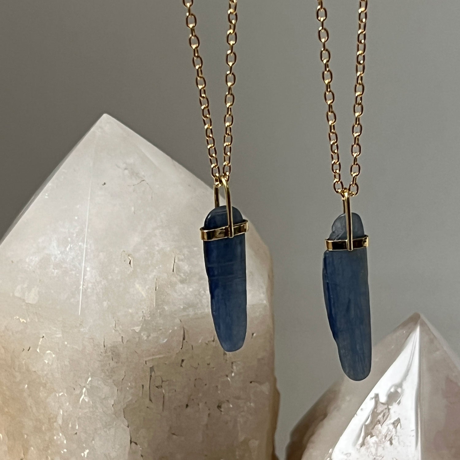 Long Freeform Kyanite Bridge set on Simple Chain
