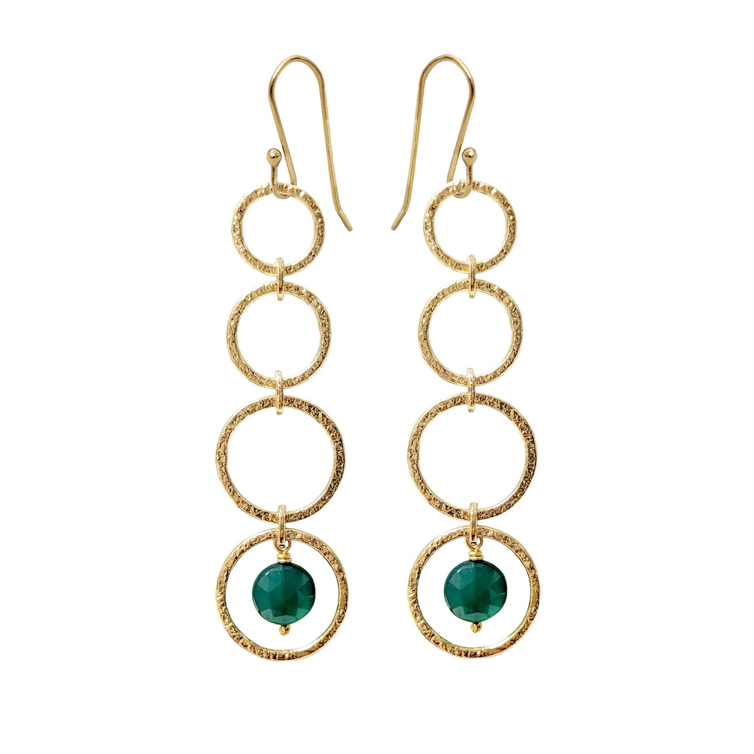 Long Loop Earrings with Green Onyx