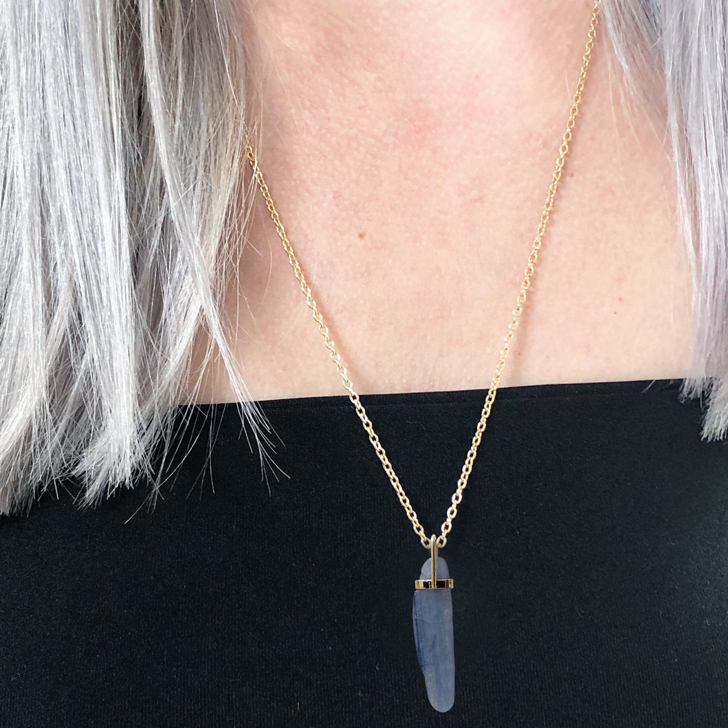 Long Freeform Kyanite Bridge set on Simple Chain