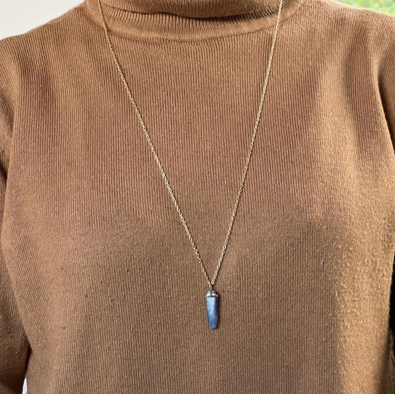 Long Freeform Kyanite Bridge set on Simple Chain