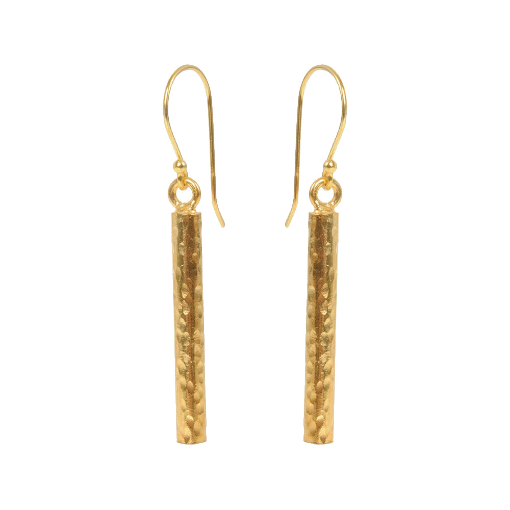 Long Hammered Bar Earrings - Mirabelle Jewellery
