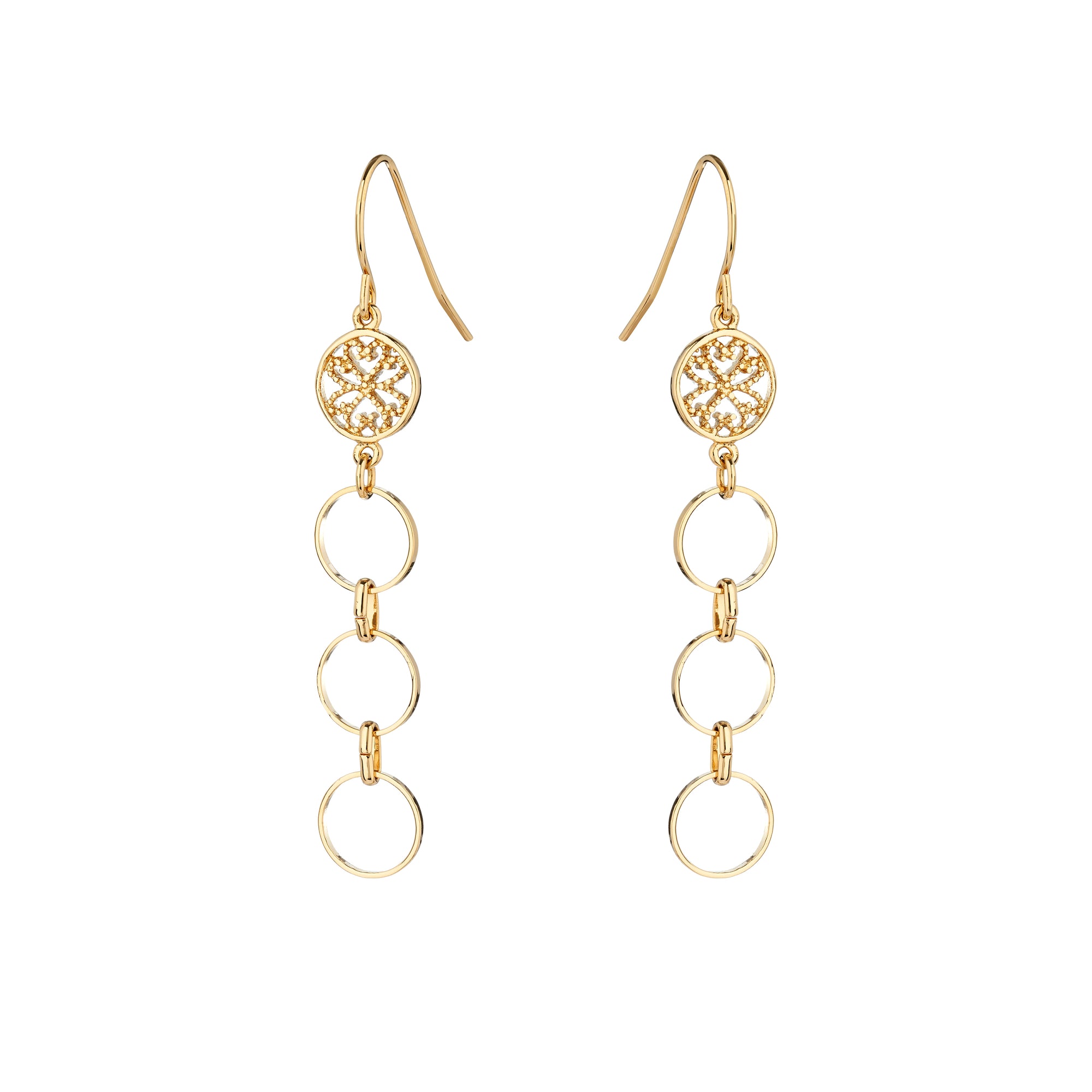 Val-Flower-Circle Chain Earrings - Mirabelle Jewellery
