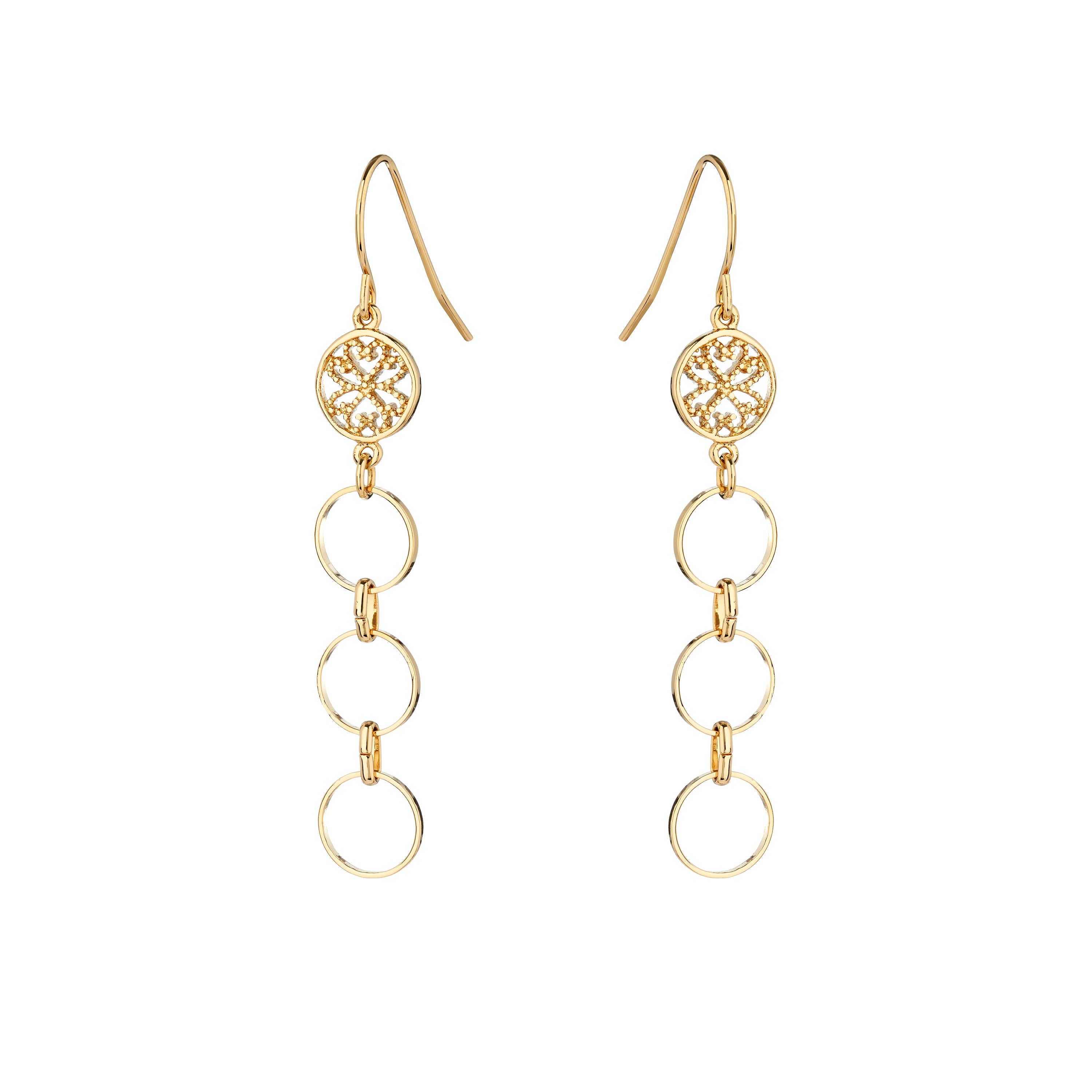 Val-Flower-Circle Chain Earrings - Mirabelle Jewellery