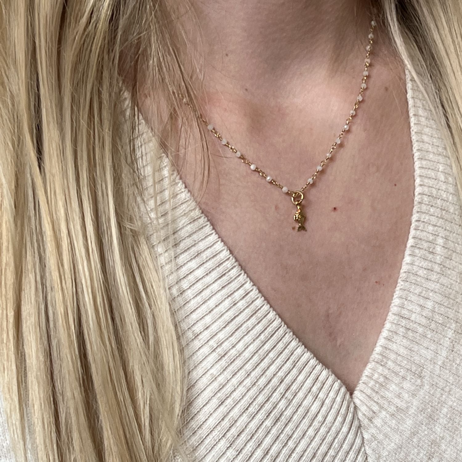 Rosary with Tiny Fish Charm