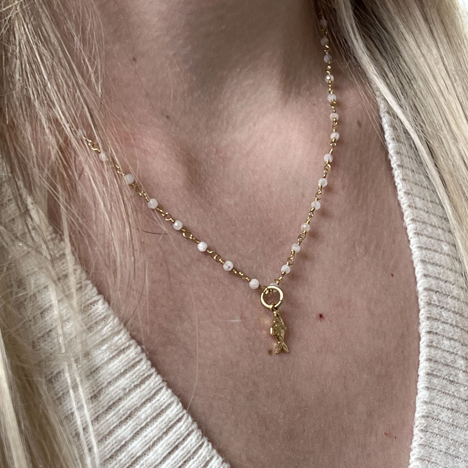 Rosary with Tiny Fish Charm