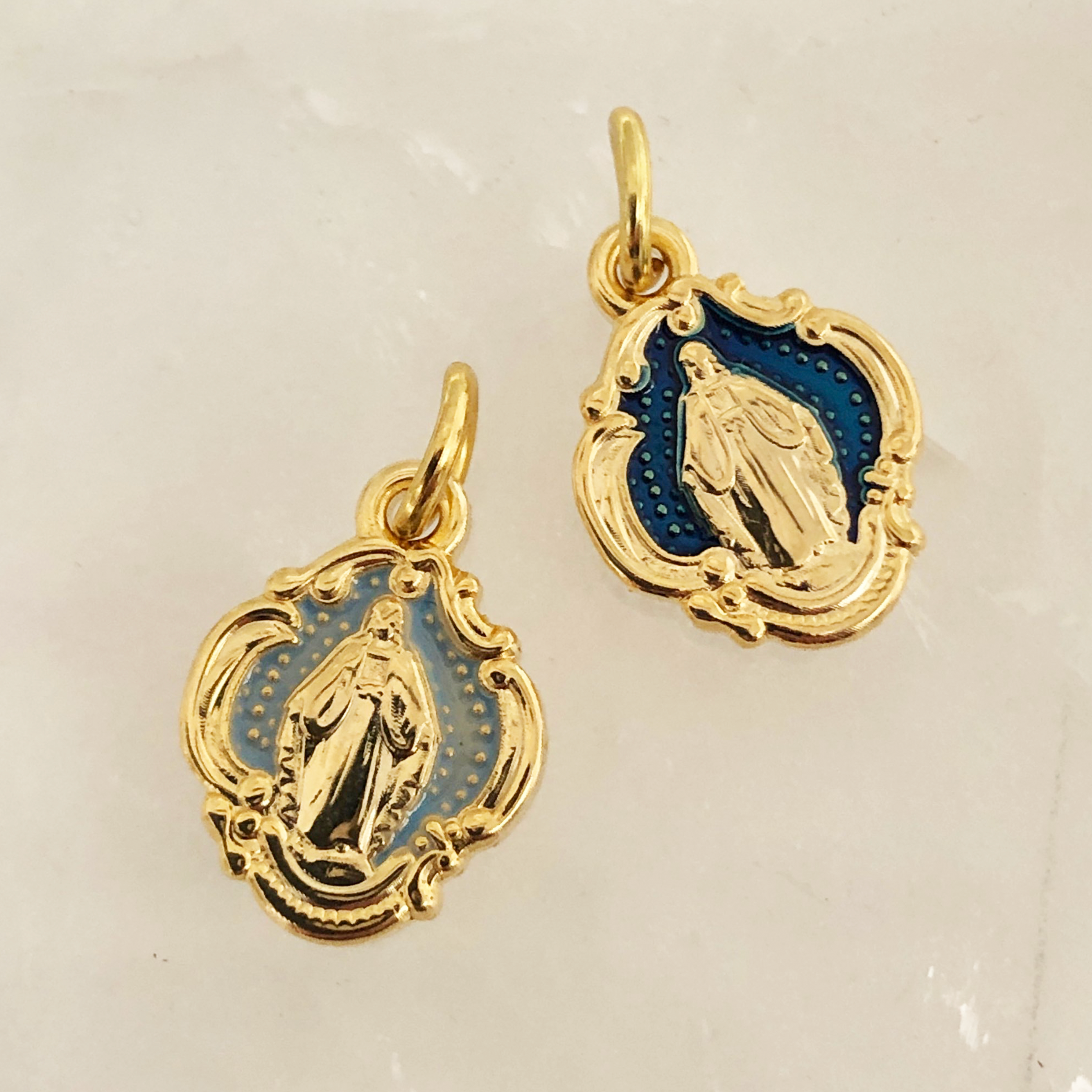 Mary Enamel Medal Light Blue