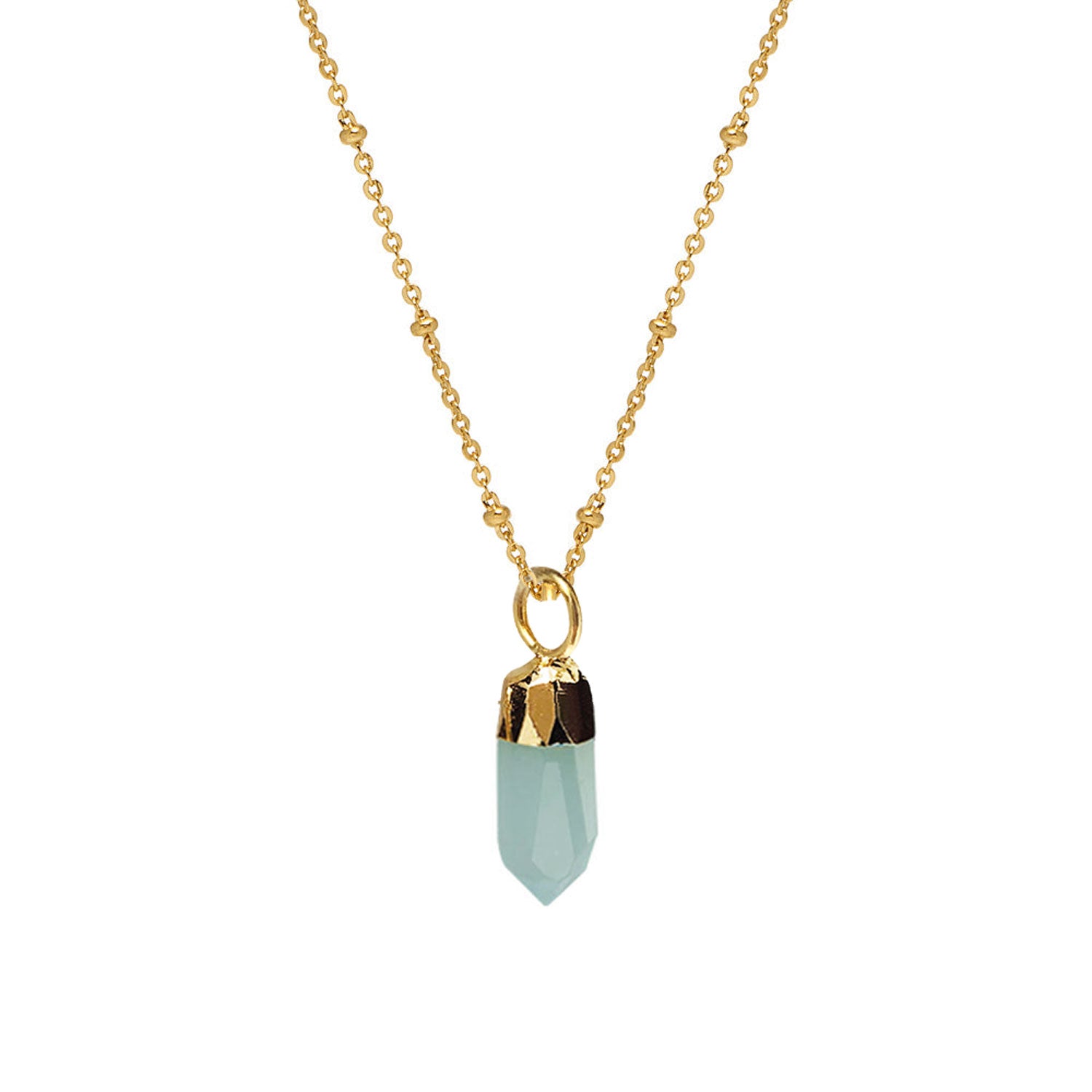 Mini Point Aqua Chalcedony Pendant