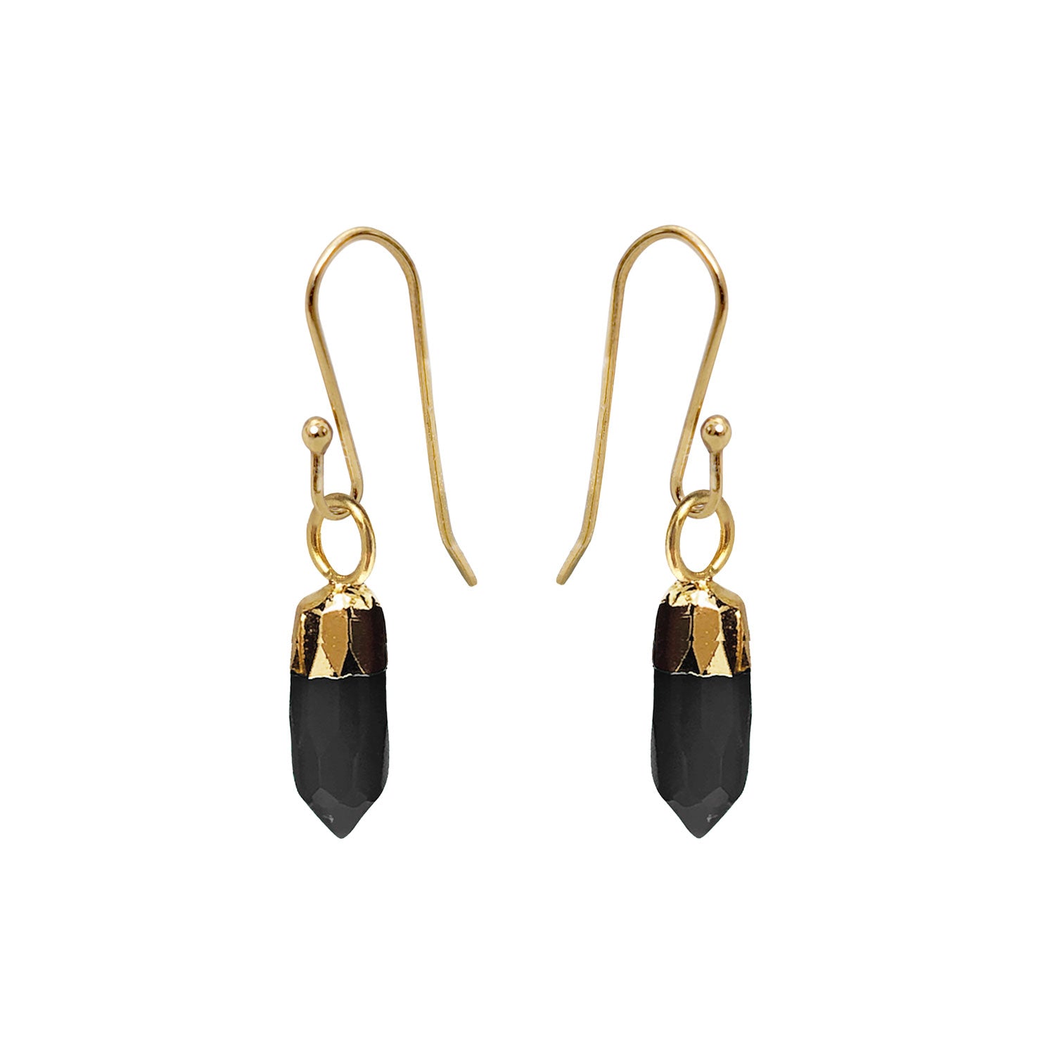 Mini Point Black Onyx Earrings