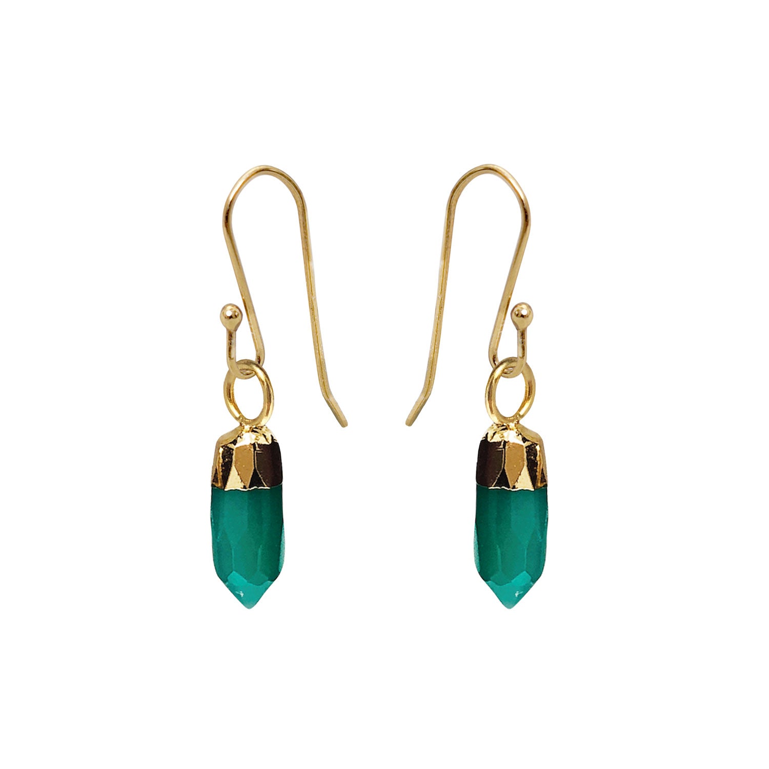 Mini Point Green Onyx Earrings